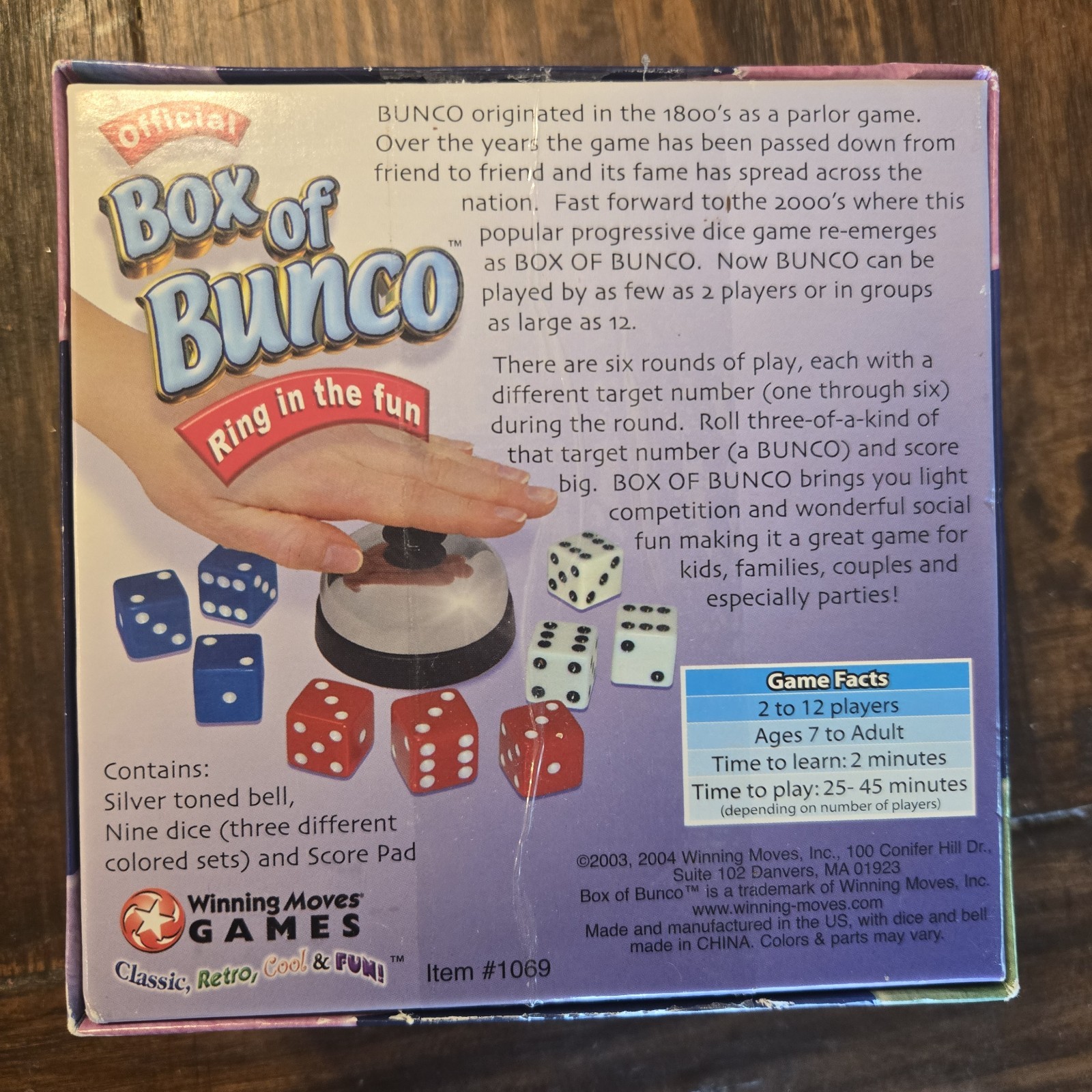 The Official Box of Bunco By Winning Moves 2003 Edition Retro Classic