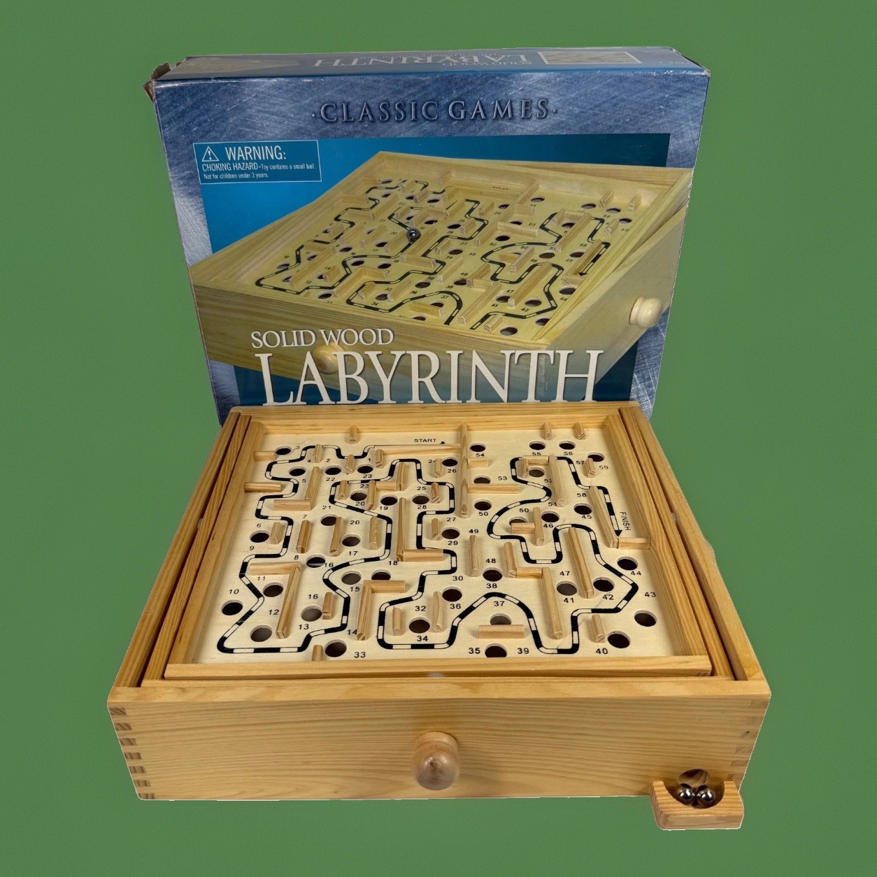 Vintage 2007 Cardinal Solid Wood Labyrinth Oak Finish Solitaire Game of Skill Ma
