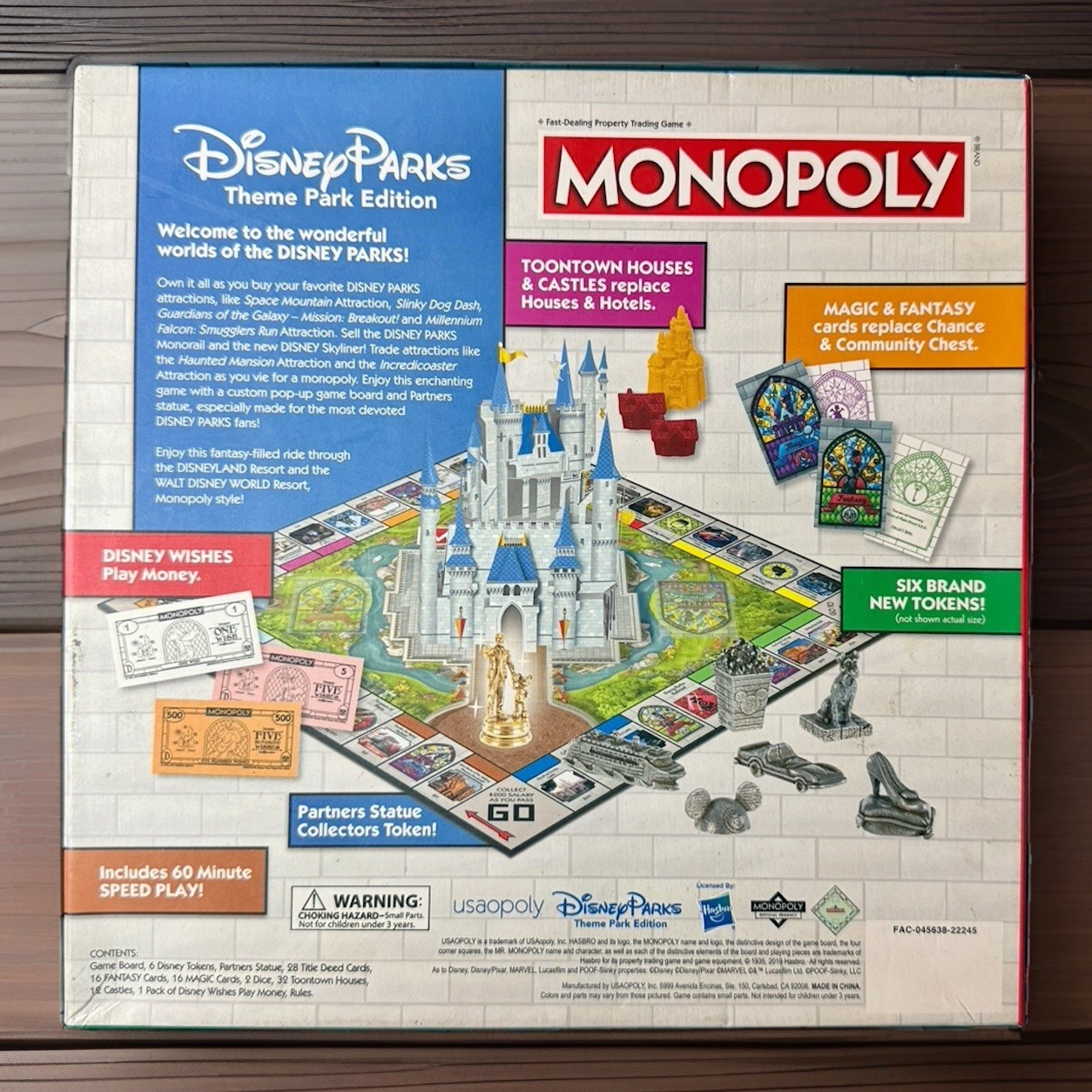 Disney Parks Theme Park Edition Monopoly Board Game Pop-Up Castle 2020 COMPLETE