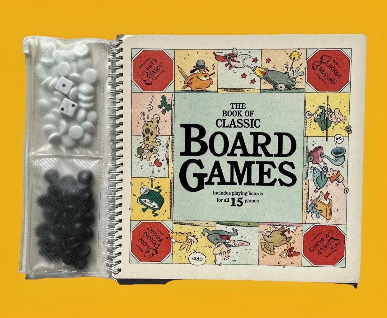 15 Games In A Book Backgammon Checkers Go Set Dice Glass Markers Multi Player