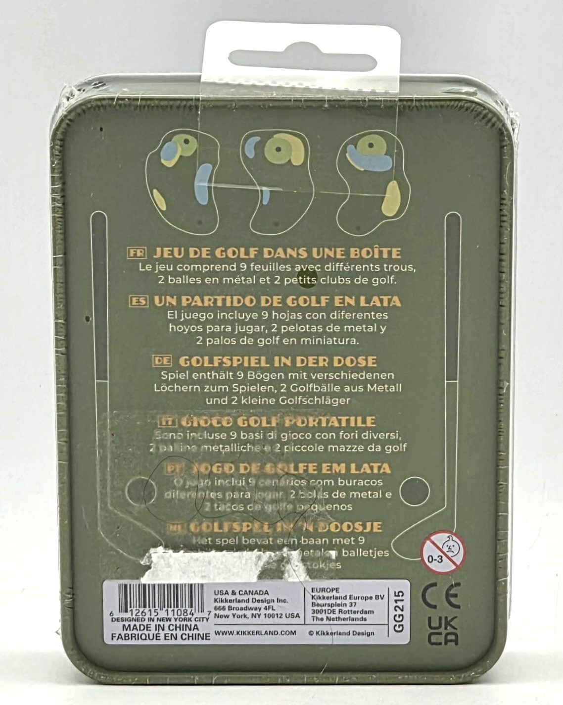Kikkerland Golf In A Tin Desktop Mini Game Set NEW SEALED Travel Size ⚡FREE SHIP