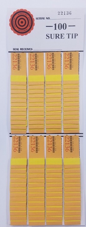 “12” #100 Sure Tip Boards (01-100) Bingo/Jar Tickets Free Shipping USA