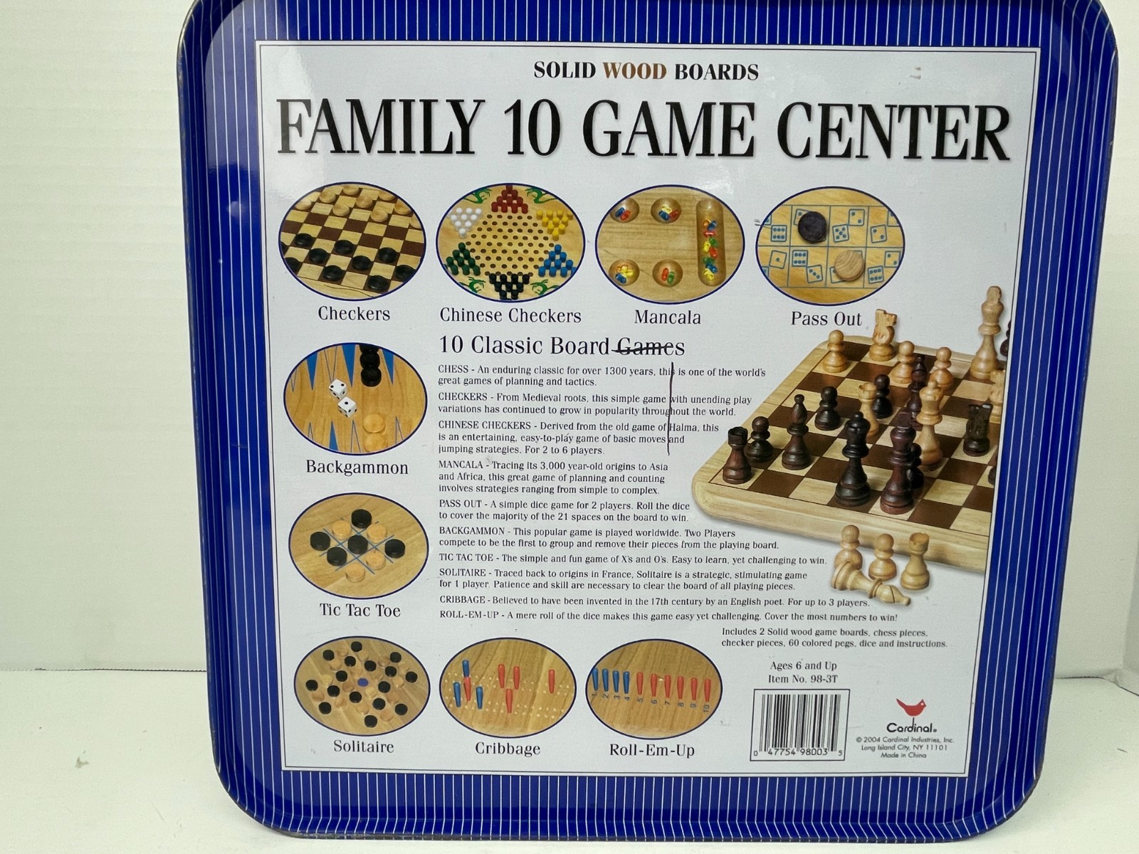 Cardinal Family 10 Game Center Solid Wood Boards Ten Classic Games