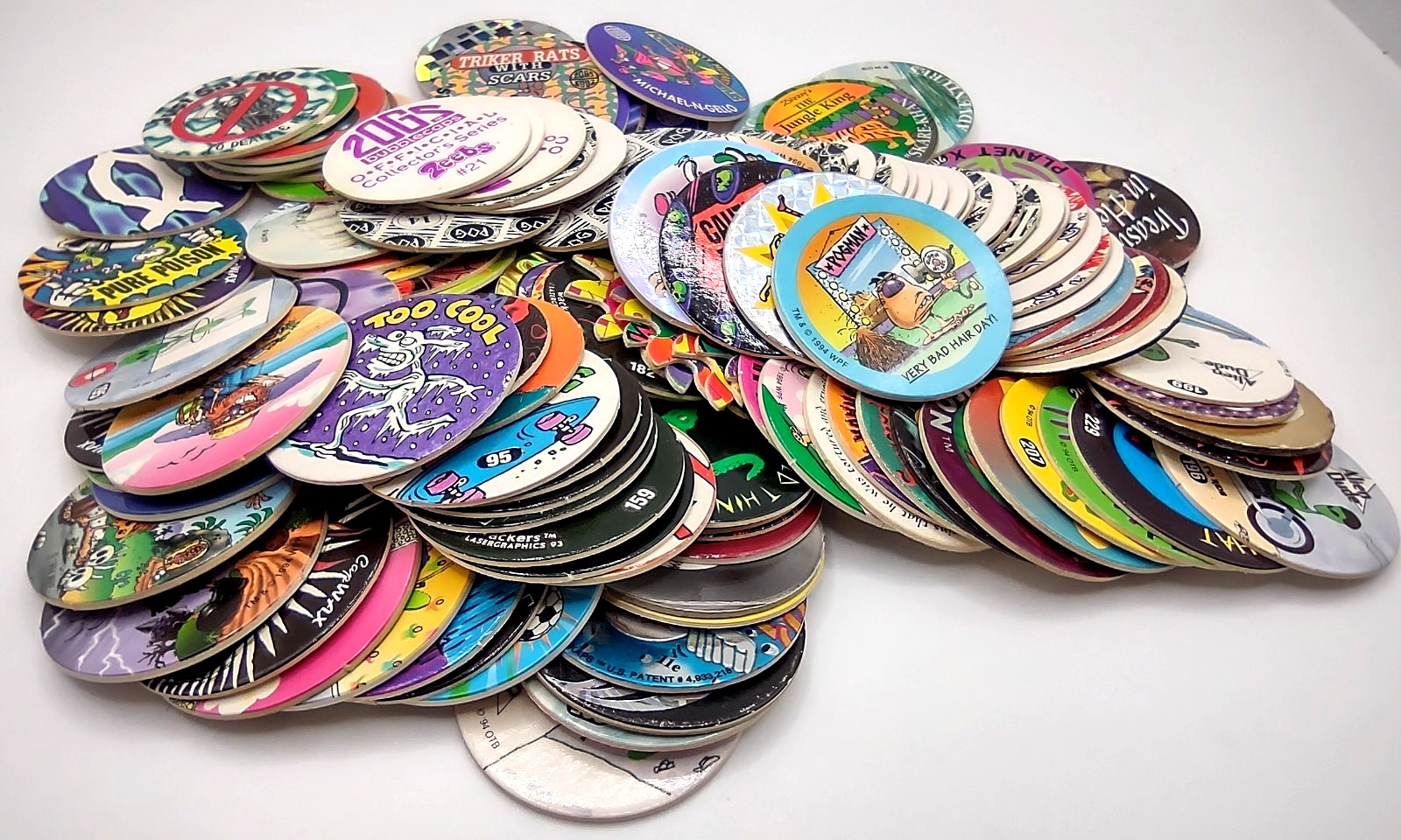Pogs Cardboard Assortment Lot Of 148 With Container