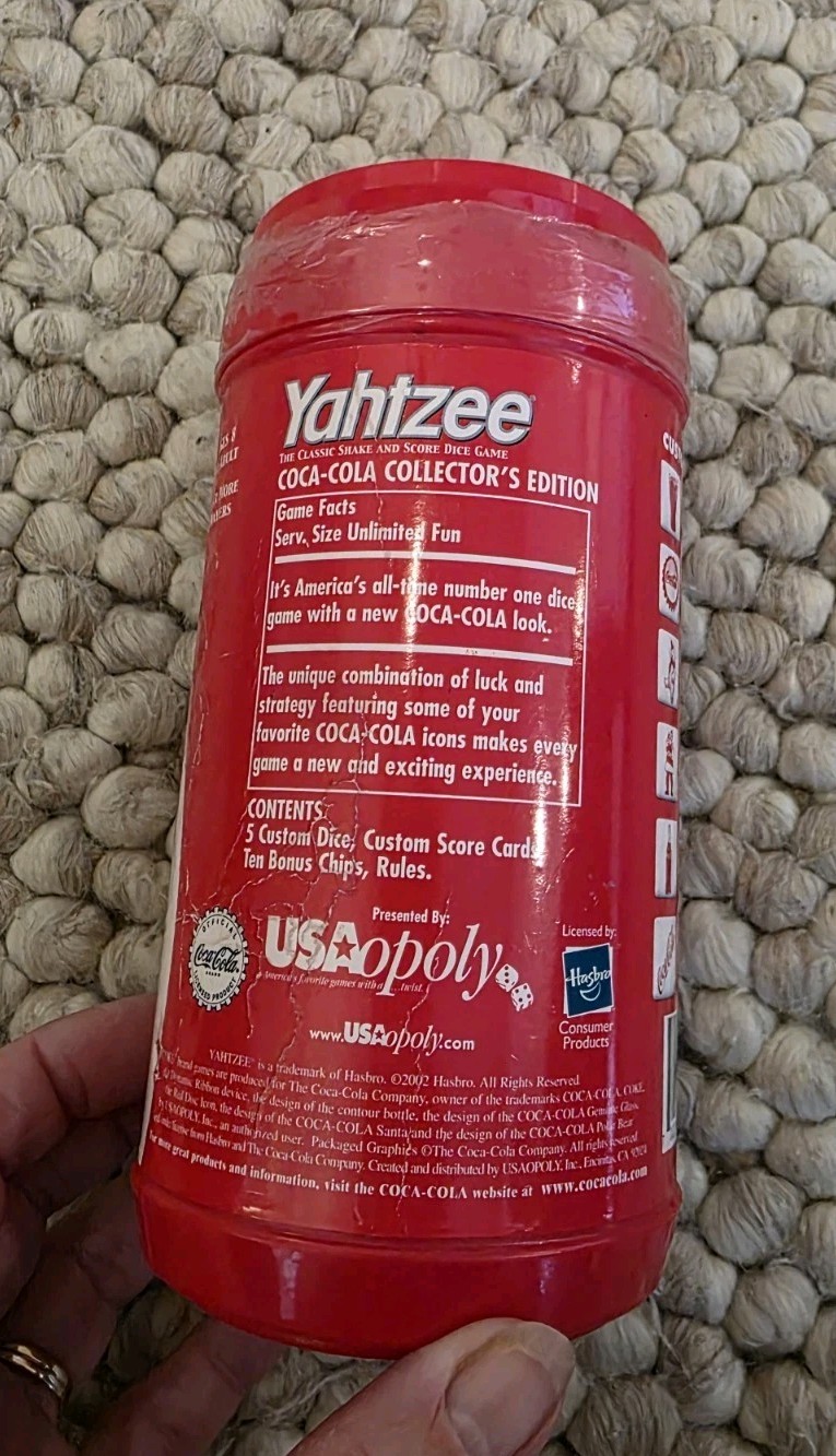 2002 COLLECTORS EDITION YAHTZEE GAME COCA-COLA