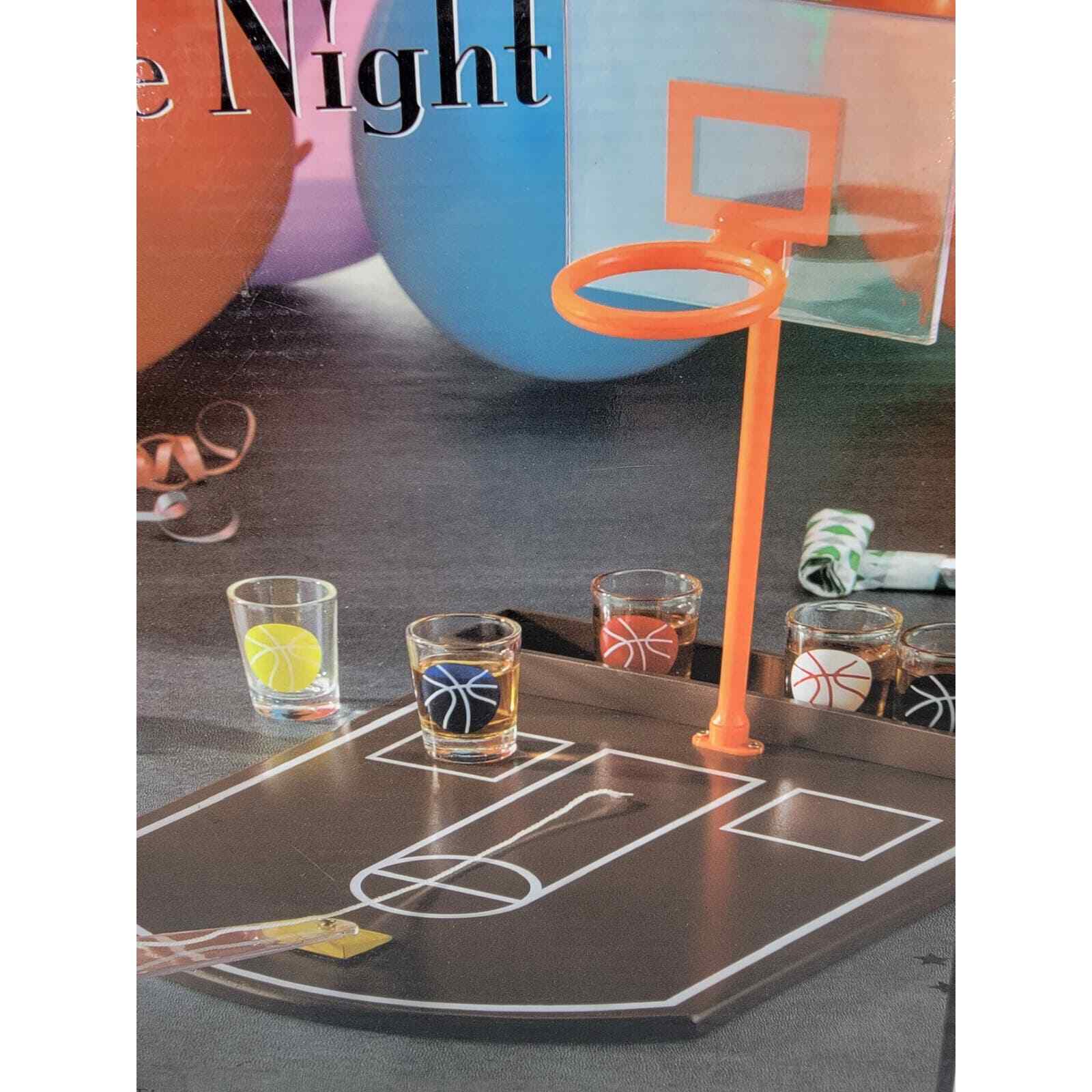 GAME NIGHT, B-BALL SHOTS, ADULT BASKETBALL SHOT DRINKING GAME, W/ 6 GLASSES, NEW