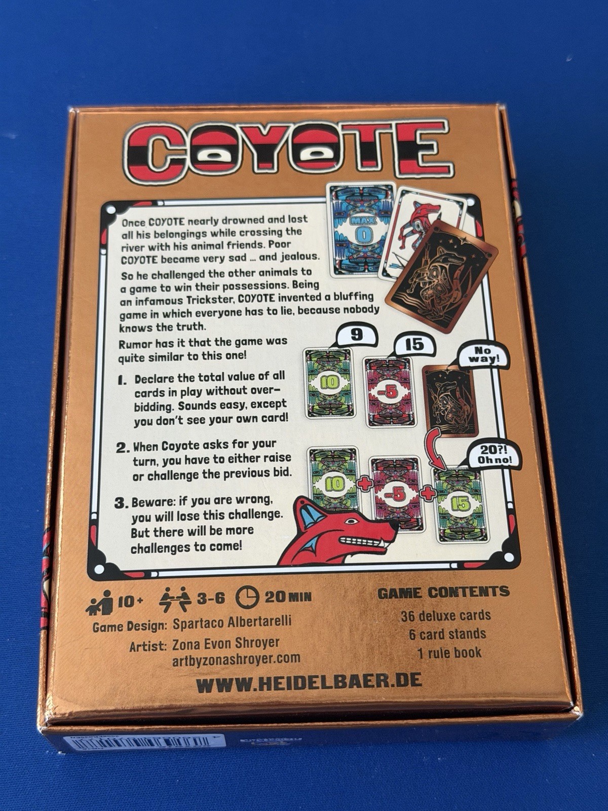Coyote A Bluffing Game, Spartaco Albertarelli, 3-6 Players Ages 10+ Deluxe 2020