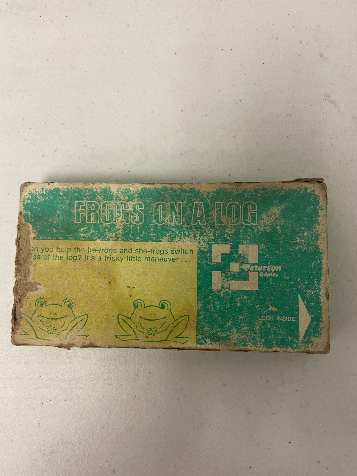 Vintage Peterson Games Frogs on a Log Logic Puzzle Box No. 104 Damaged Box