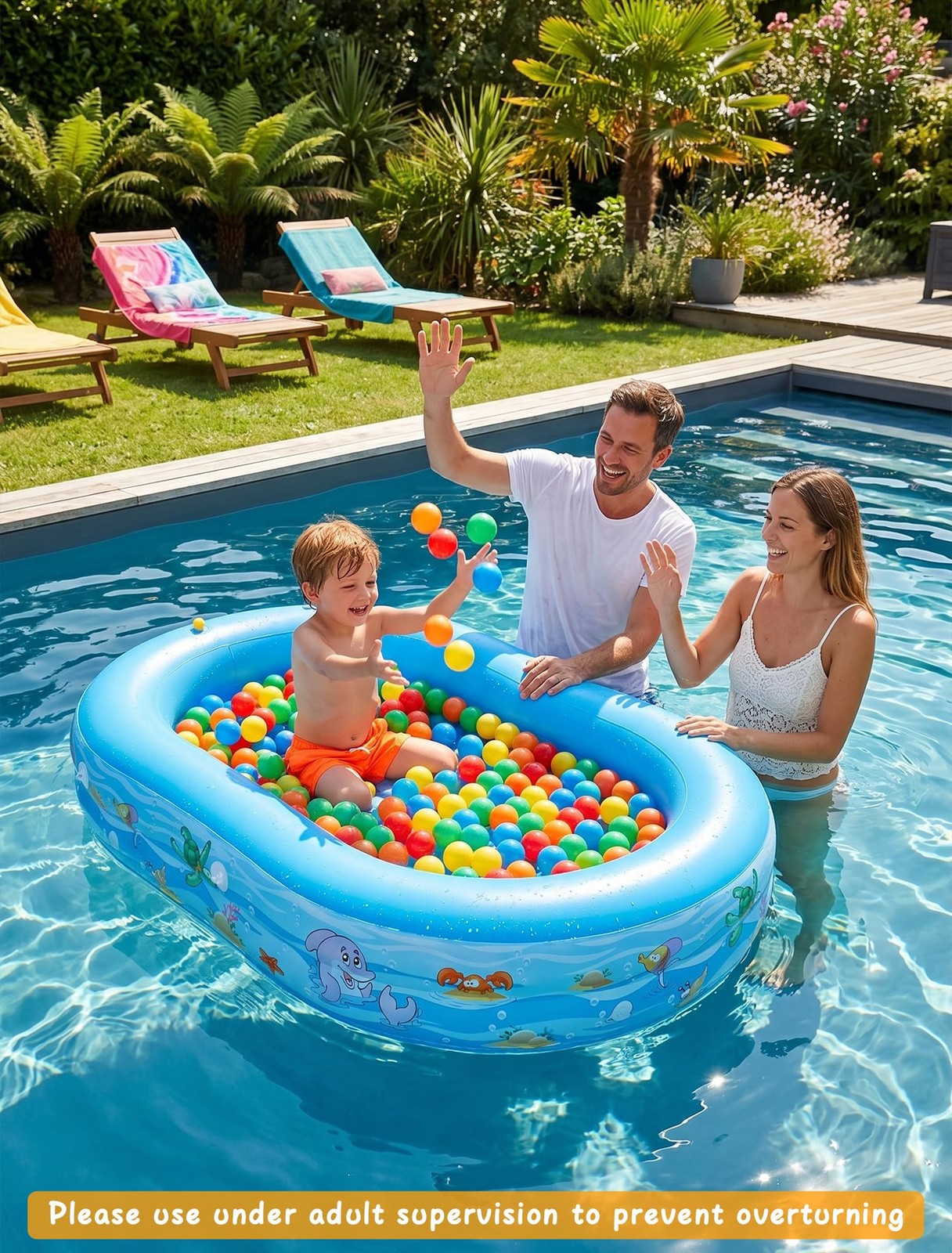 Inflatable Kids Pool 65 x46 Canopy Sprinkler Baby Swimming Learn2M 65×46 Water
