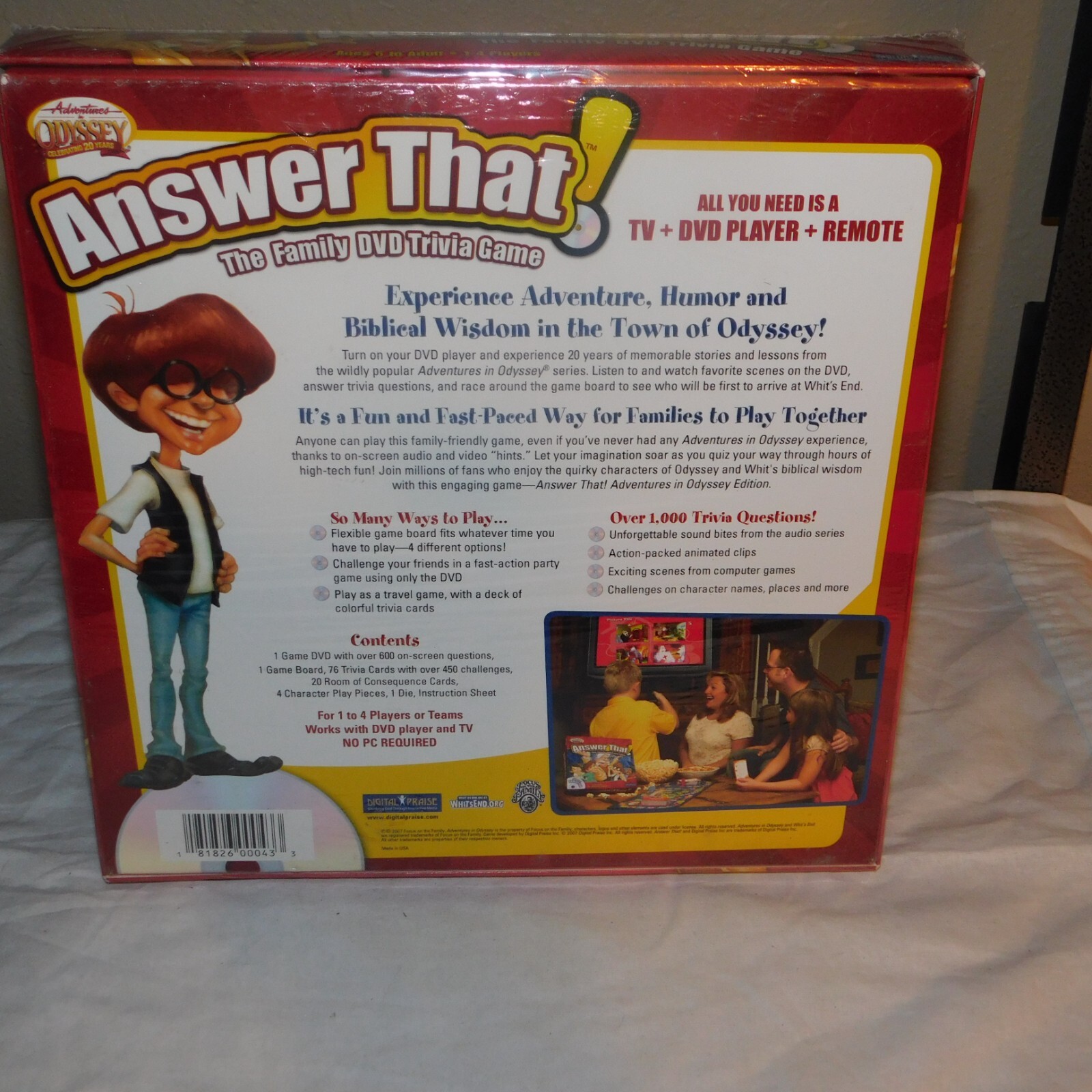 Adventures In Odyssey Answer That Family DVD Trivia Board Game 2007 NEW SEALED