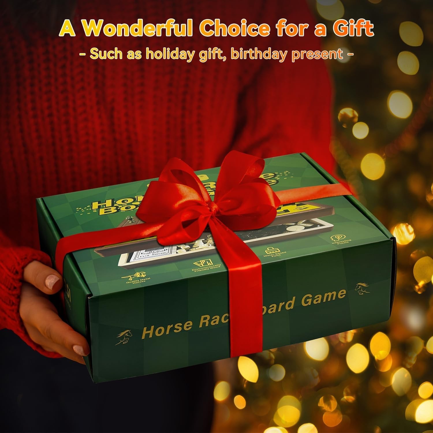Large 23 inches Horse Race Board Game with Luxury Metal Numbered Horses, 4 in 1