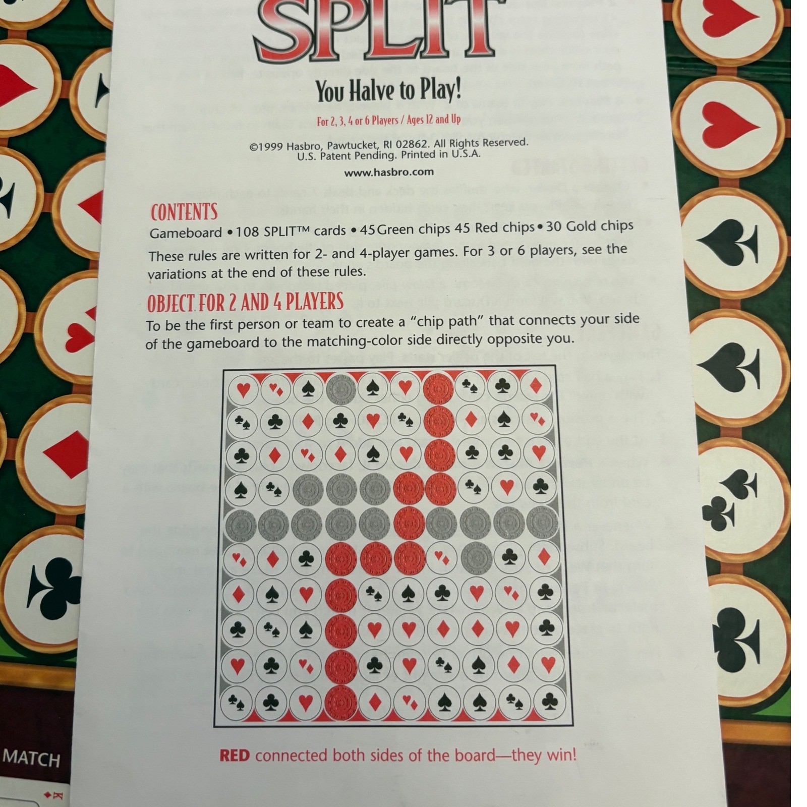 Split Board Game Parker Brothers Hasbro 1999 Vintage Card Strategy Game Complete