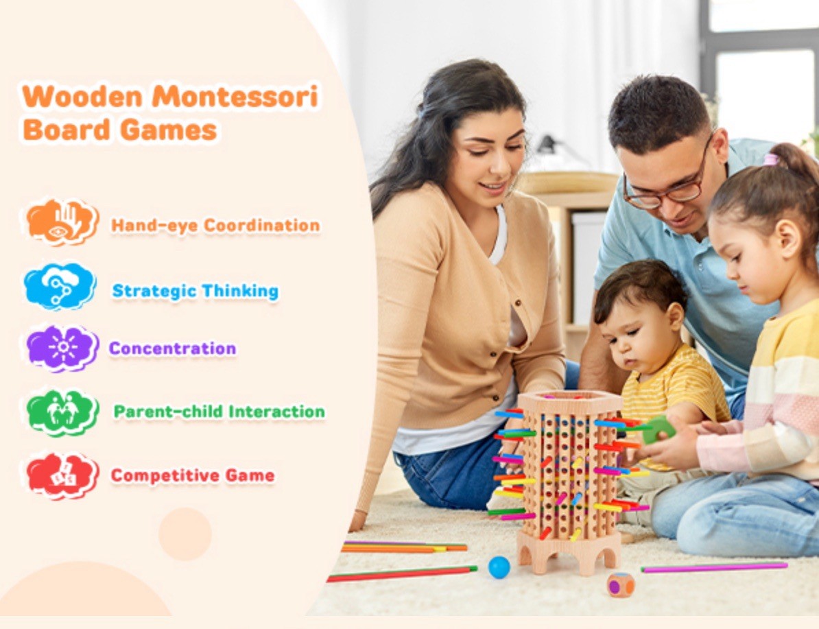 Montessori Game Wooden Board Games for Kids 4-6-8-12, Math Educational Toys 3 5