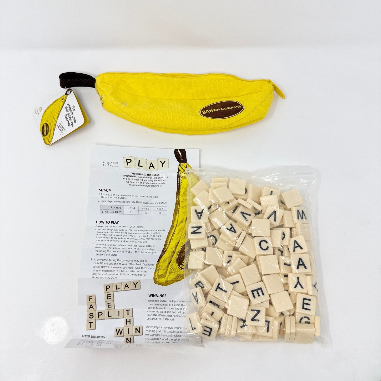 Bananagrams Crossword Family Fun Game Word Play Banana New With Tag