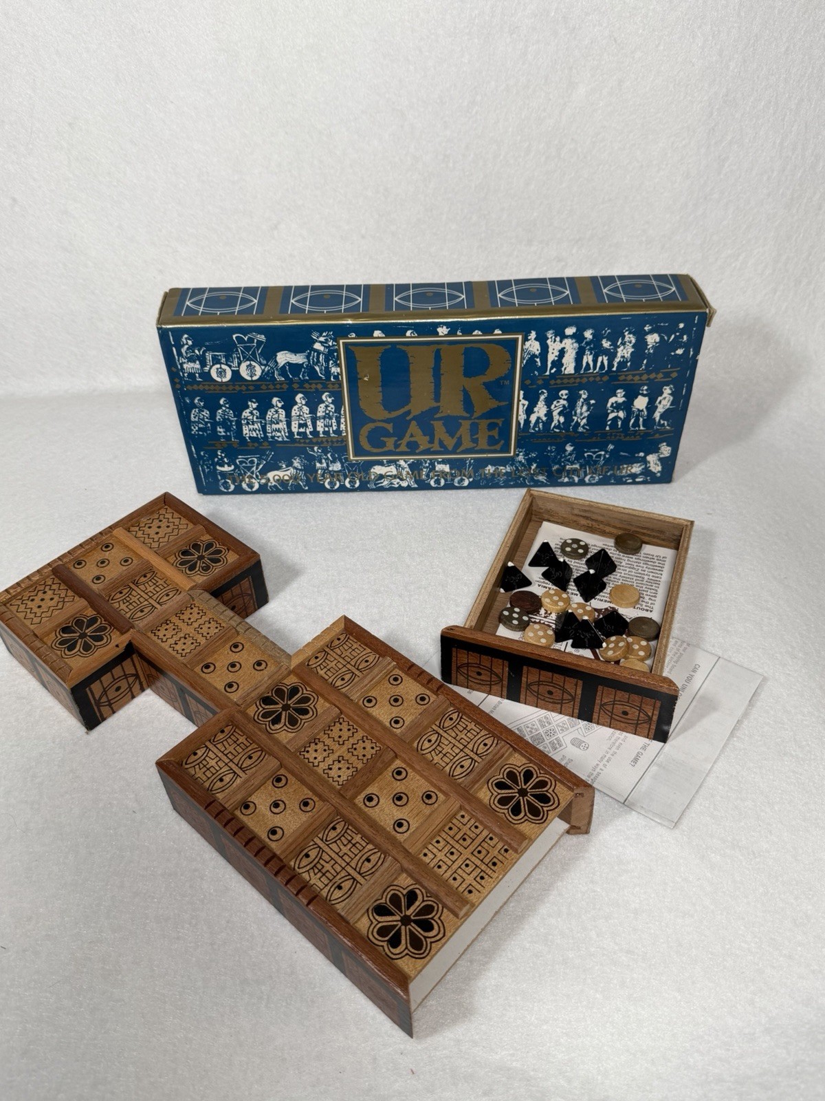 Vintage UR Game Board Game Lost City of Ur Wooden Strategy Game Complete 1987
