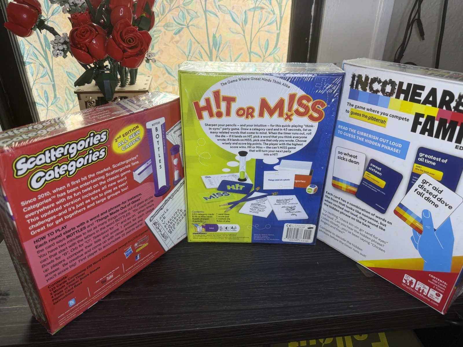 NEW Sealed Family Party Game Lot Incohearent Scattergories Hit Or Miss