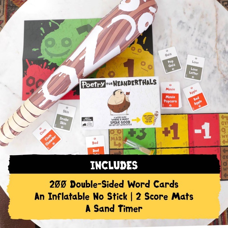 Poetry for Neanderthals Game: Problem Solving, 15 Min Play, Cards, Game Board