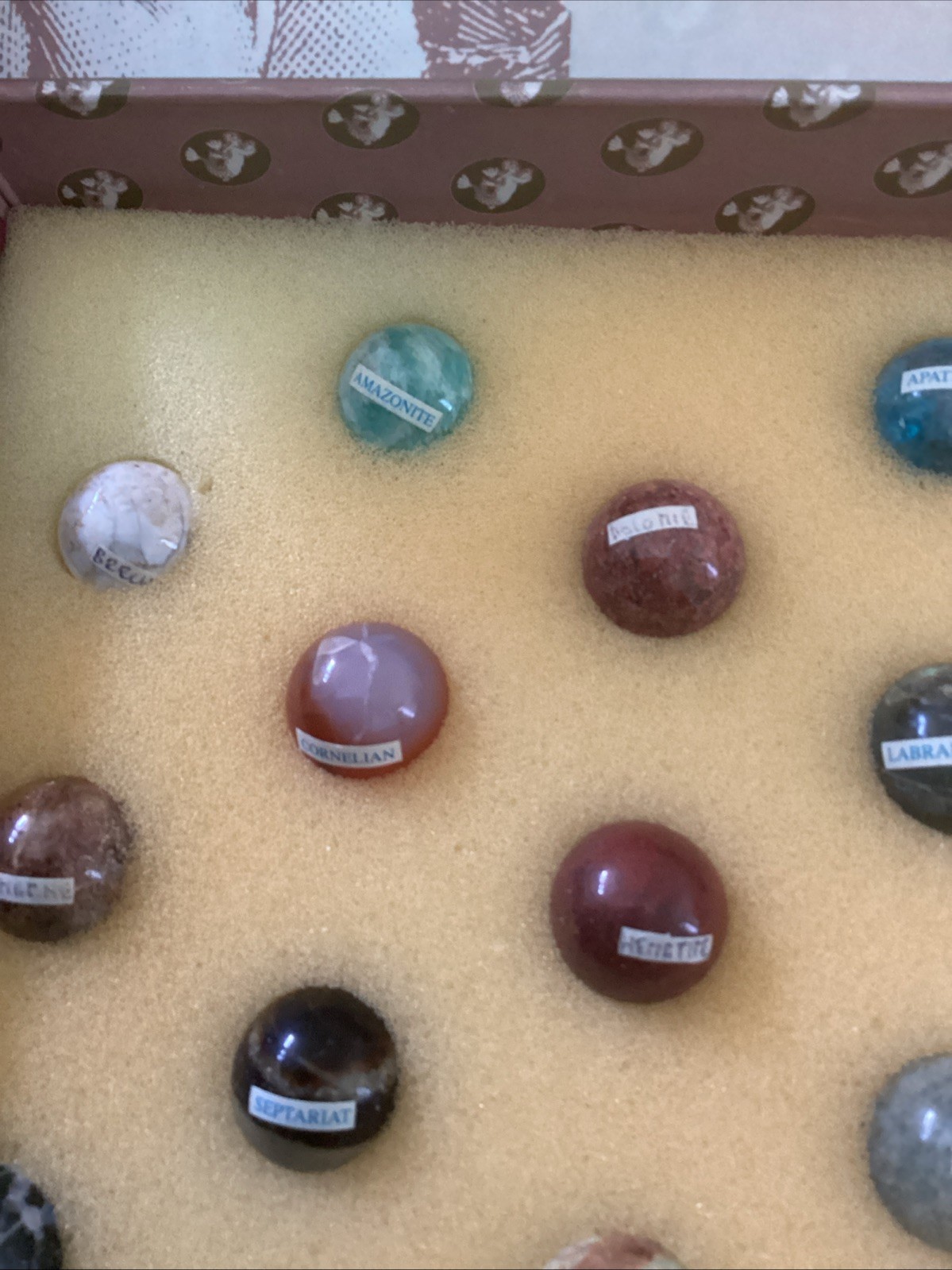 Authentic Models Semi-Precious Solitaire Game 36 Handmade Marbles In Box