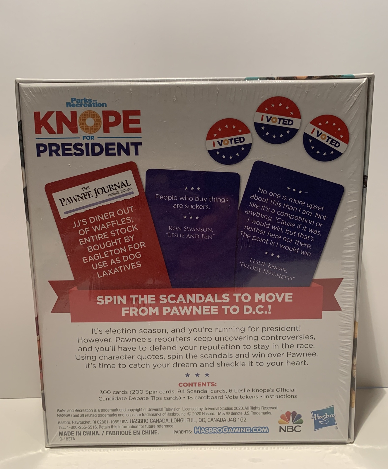Parks And Rec Knope For President Party Card Game / Hasbro NBC