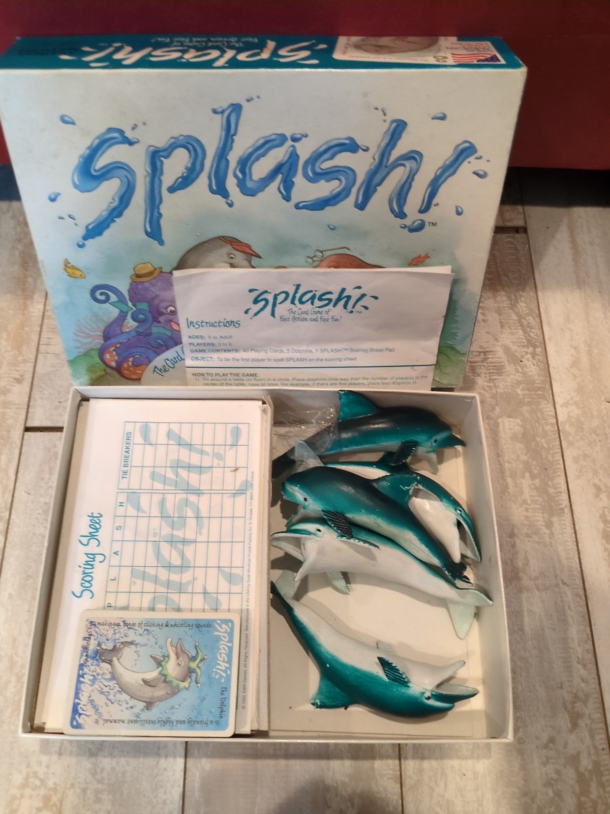 Splash! Matching Card Game Dolphin Kids Classic Family Fun 3-6 Players COMPLETE