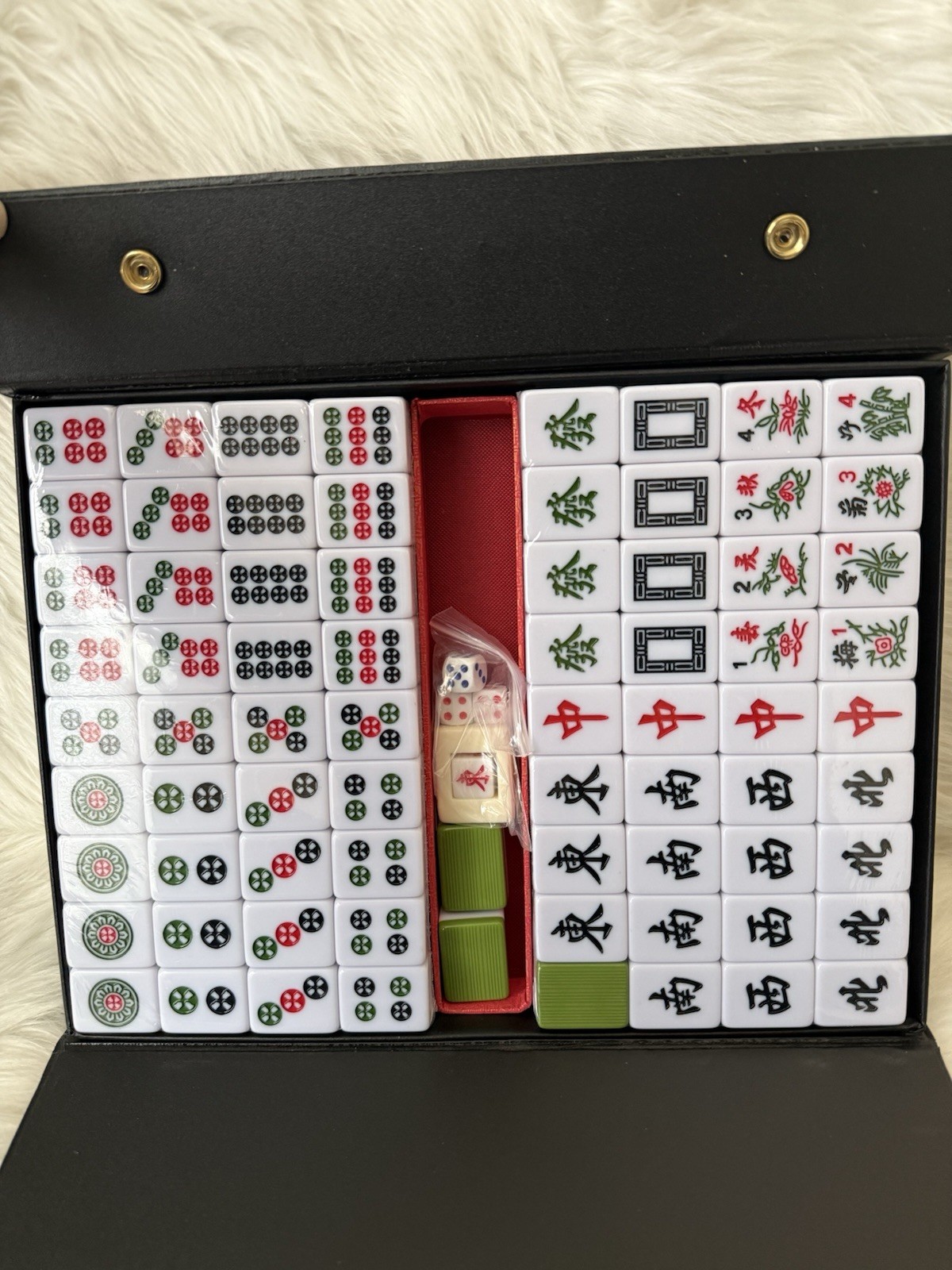 Yellow Mountain Imports Chinese Mahjong Set Brand New Sealed Green Tiles W/ Case