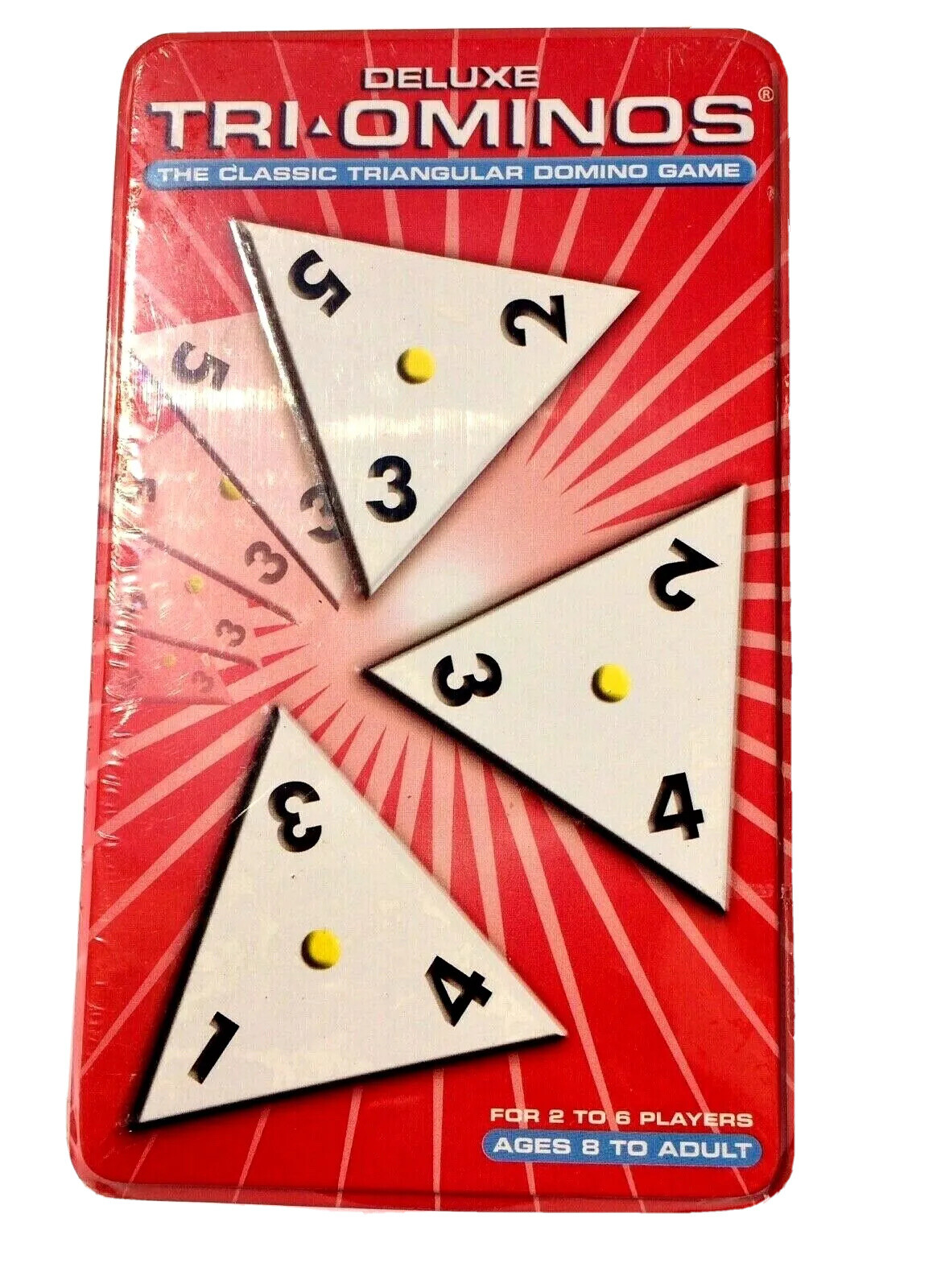 Deluxe Tri-Ominos Tin Classic Triangular Domino Game Pressman Toy 021853044423