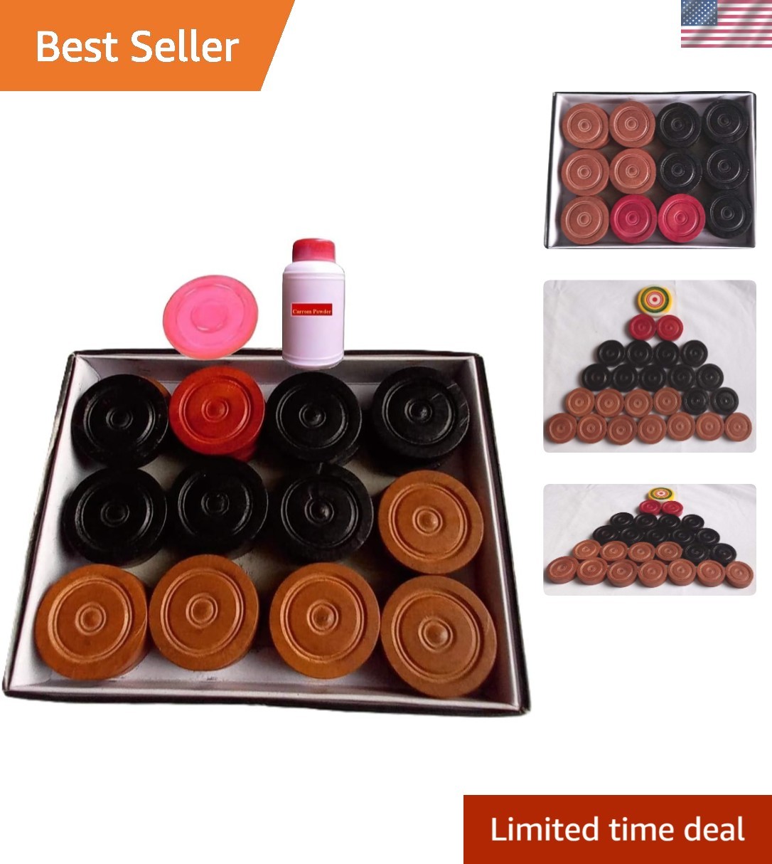 Authentic Carrom Board Set: 24 Wood Coins & 1 Striker for Friendly Competitions
