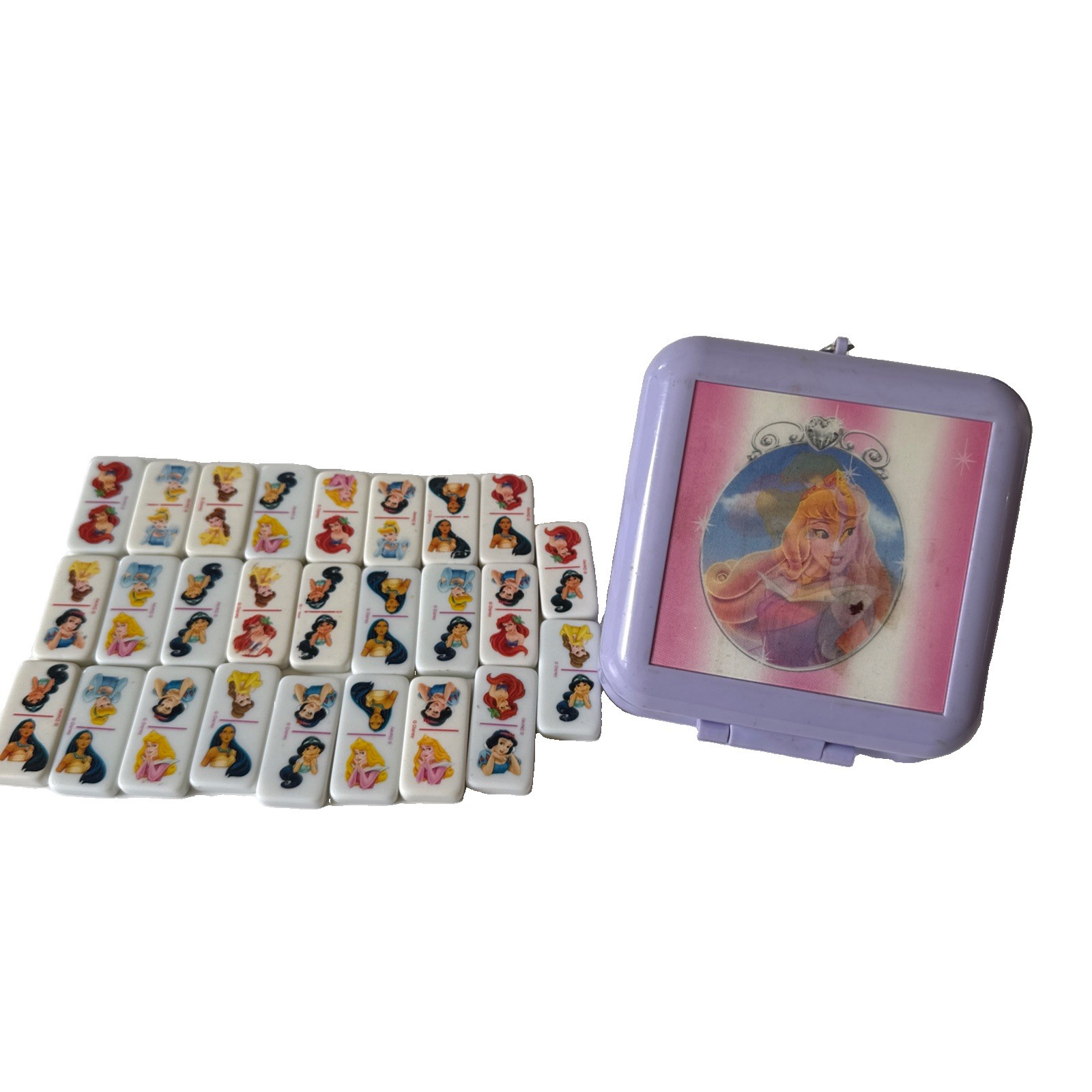 VTG Disney Princess Characters Dominoes Tile Game with Case HTF