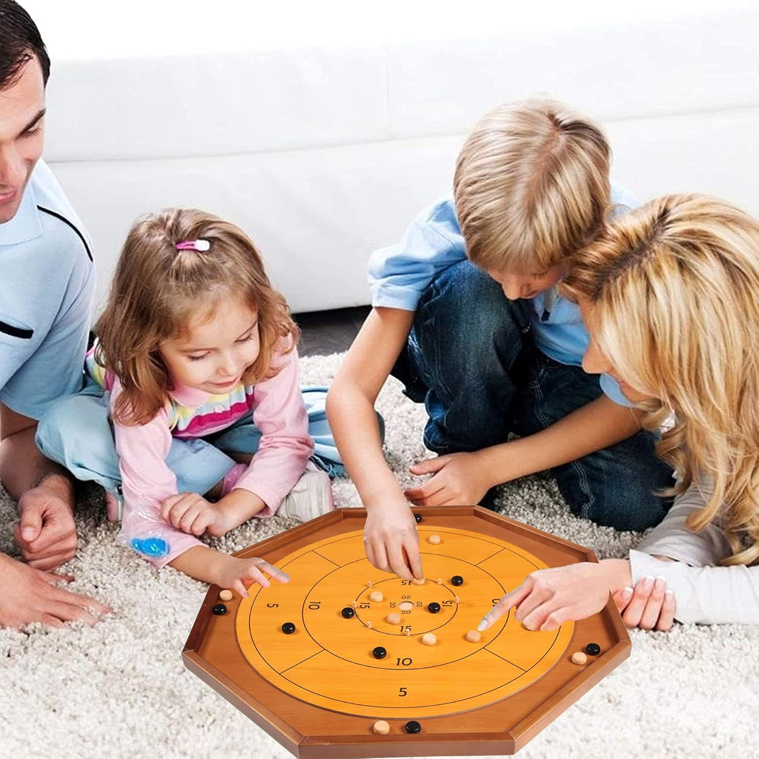 Tournament Crokinole and Checkers, 30-Inch Official Crokinole Board Game with 26