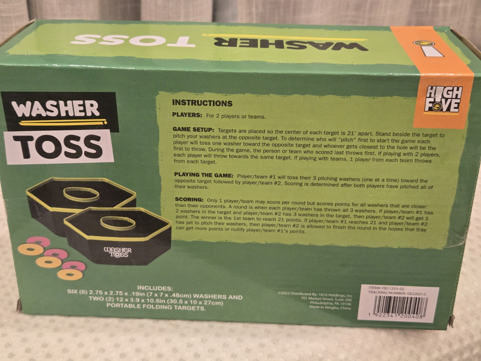 Washer Toss Game for Home or Tailgating 2022 New in Box Age 6+ High Five