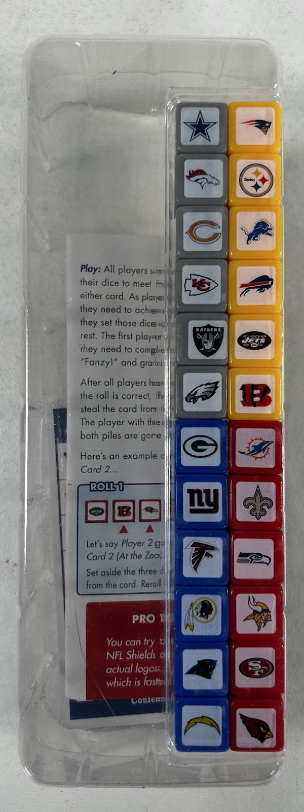 NIB NFL Fanzy Dice/Card Game Fun Frenzied Speed Fast Paced Masterpieces