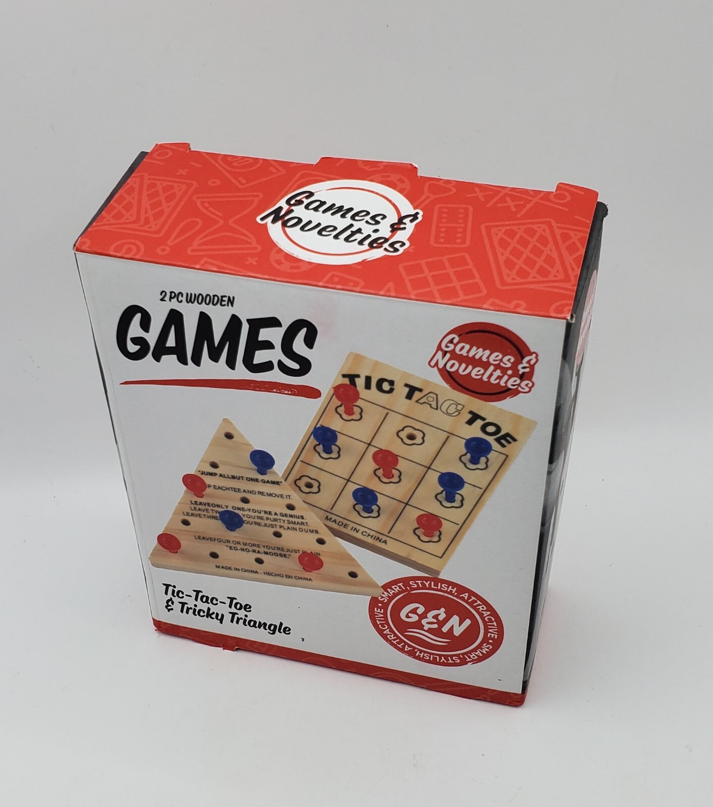 Mini 2 PC Wooden Games Tic Tac Toe & Tricky Triangle Table Family Classic Home