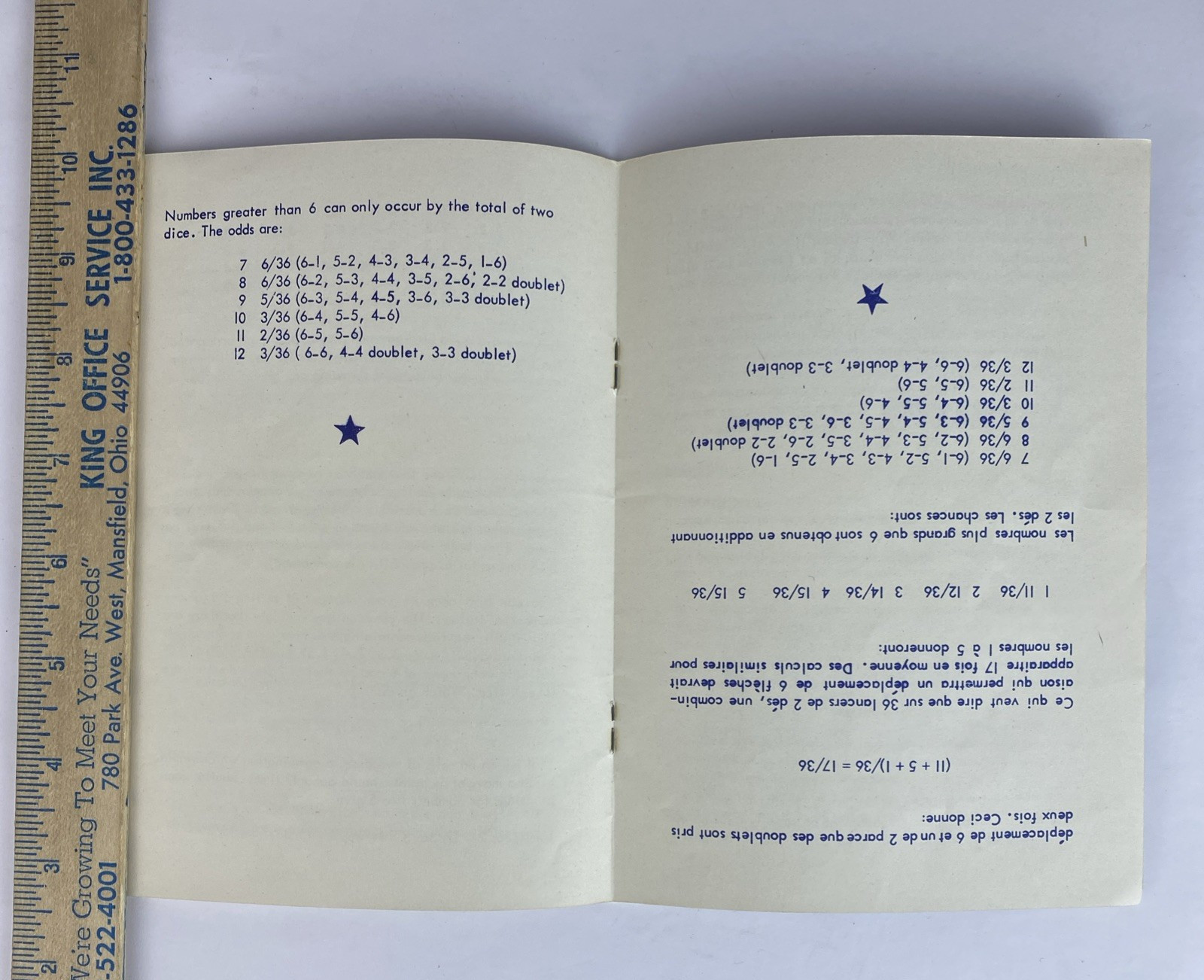 Vintage Backgammon Instruction Manual English French 7.5×5.5 1970s/80s
