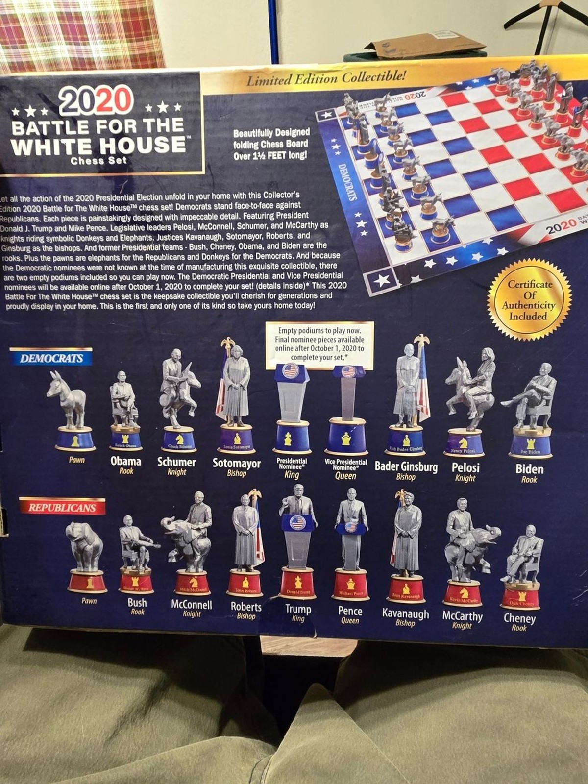 2020 Battle for the White House Collector Chess Set – Blue & Red