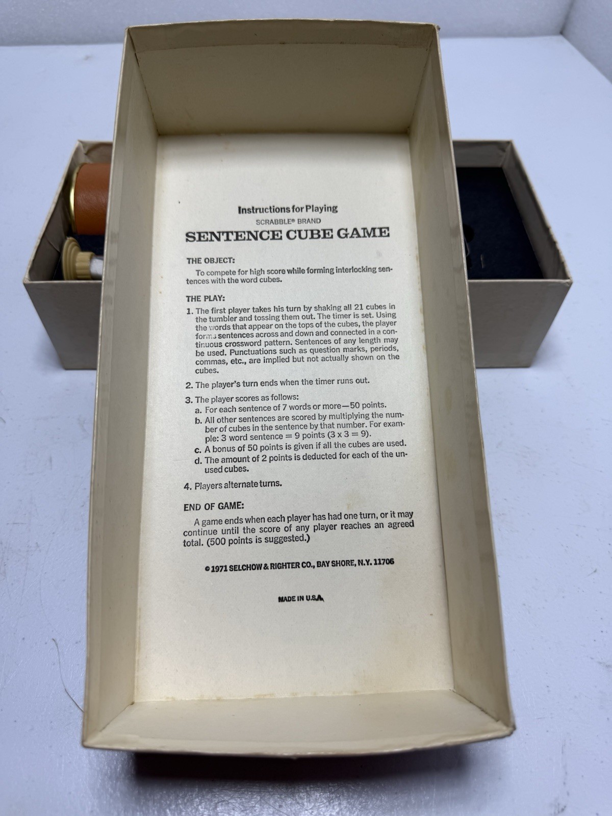 Vintage Scrabble Sentence Cube Game 1971 Selchow & Righter Excellent Condition!