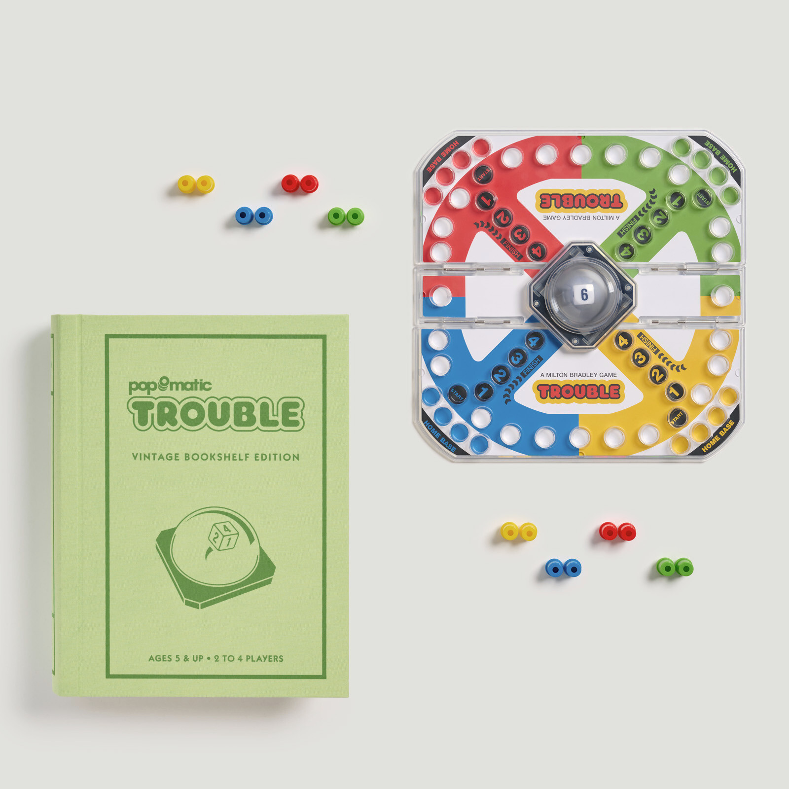 Trouble Vintage Bookshelf Edition Board Game Linen Book Case by WS Game Company