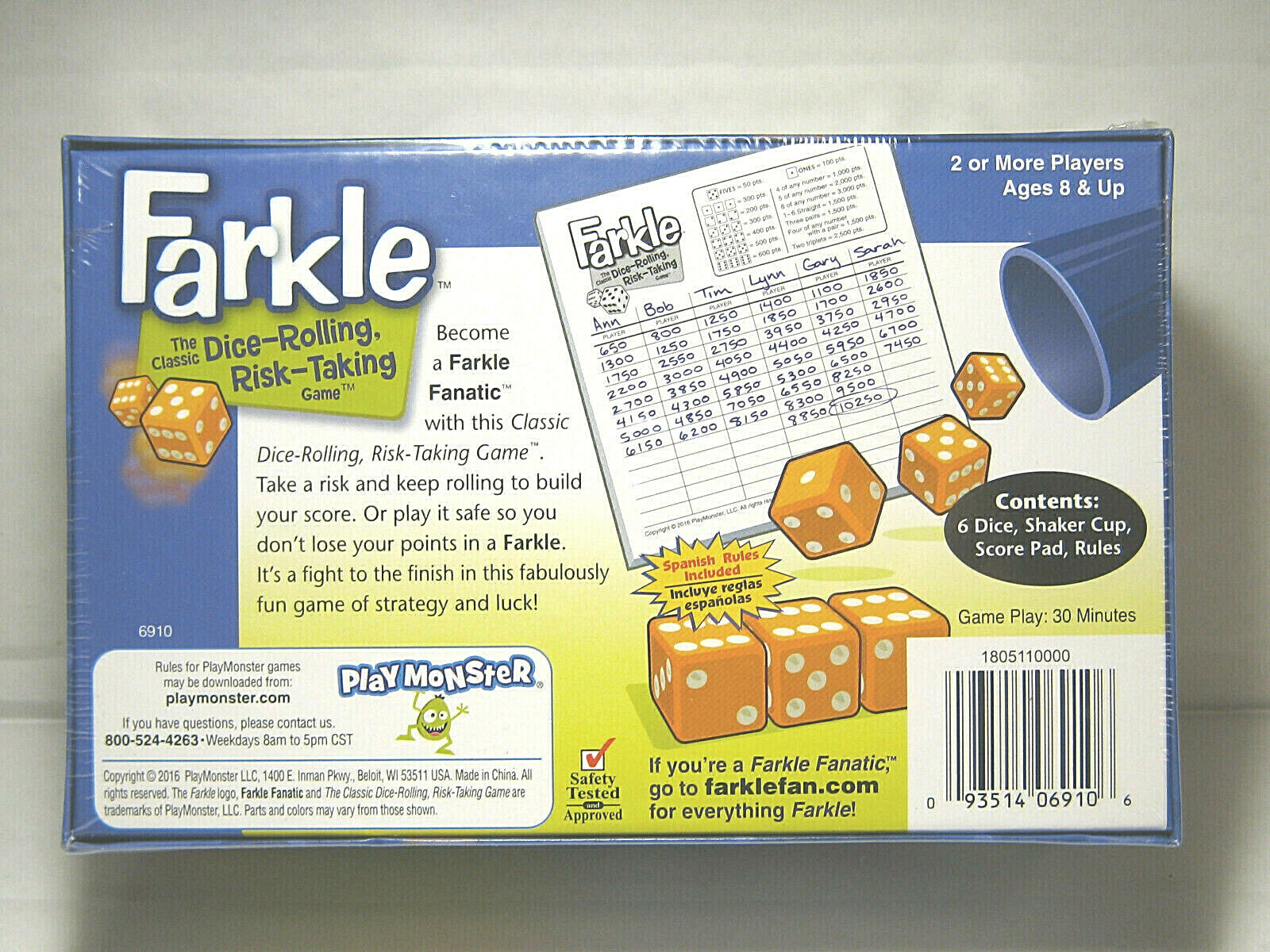 FARKLE – THE CLASSIC DICE ROLLING, RISK TAKING GAME – 2016 PLAY MONSTER – NEW