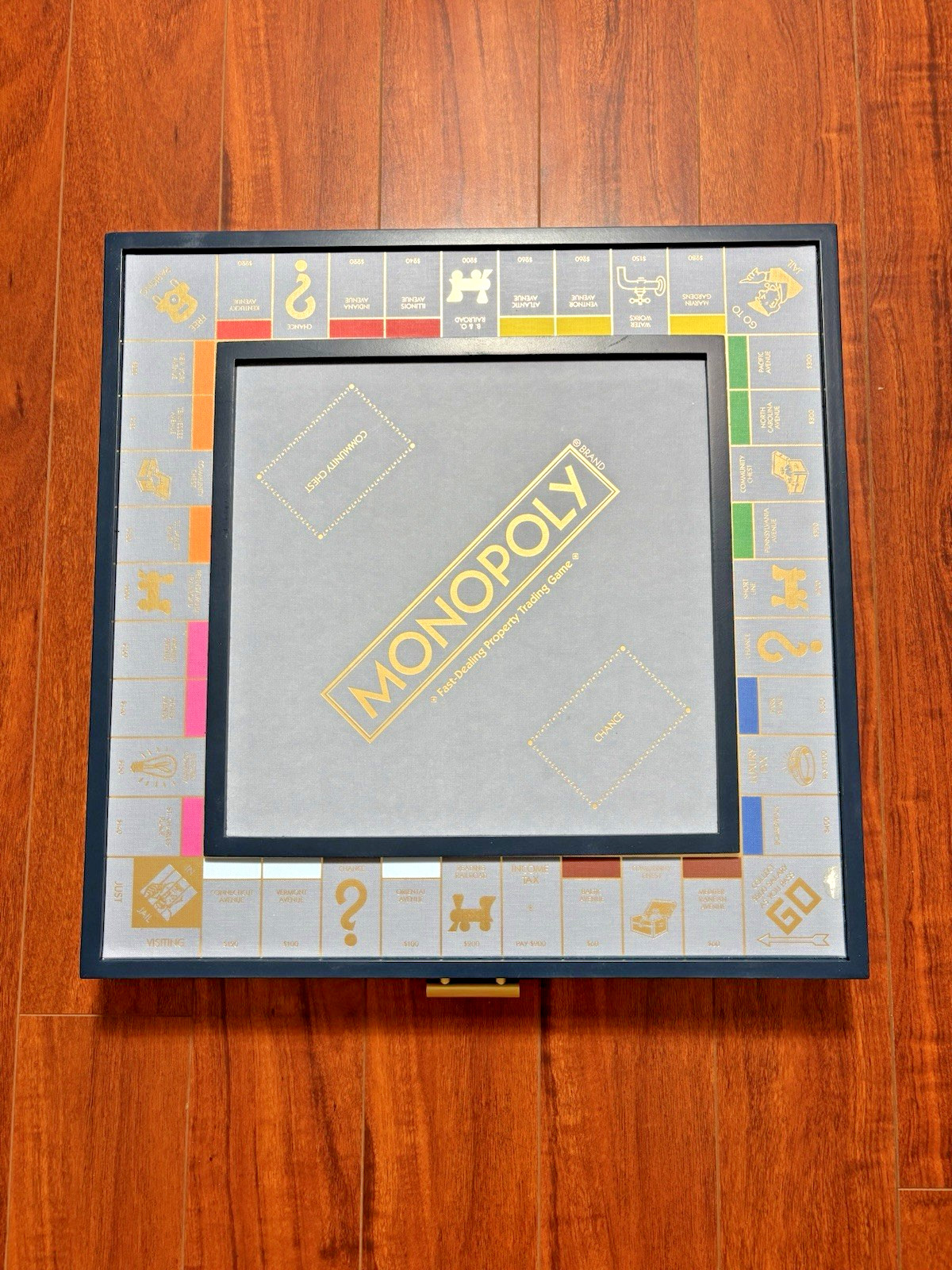 Monopoly Luxe Edition Wooden Board Game Navy Blue Gold Foil WS Game Company