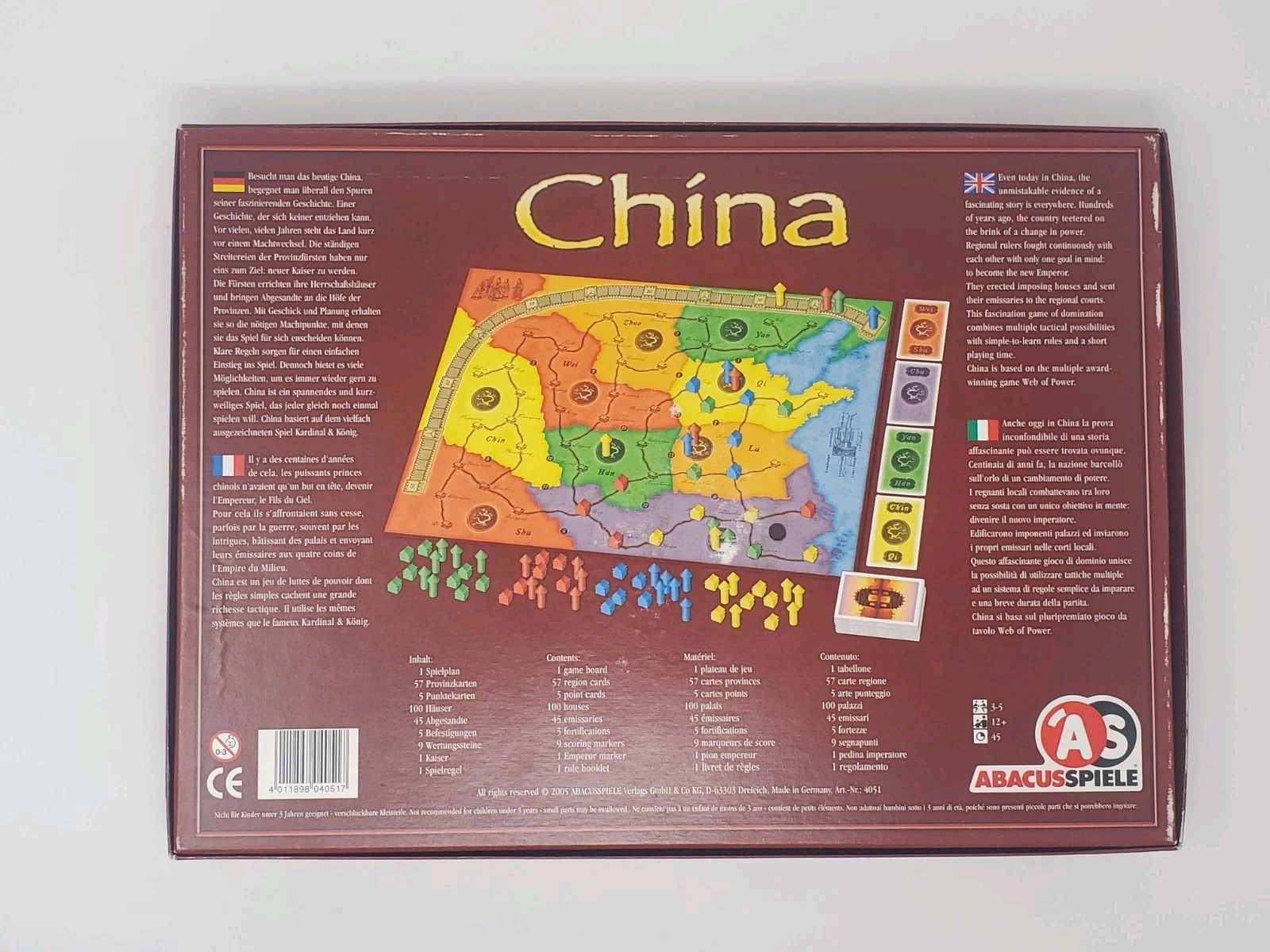 China (2005) Board Game by Michael Schacht – Abacusspiele – Like New