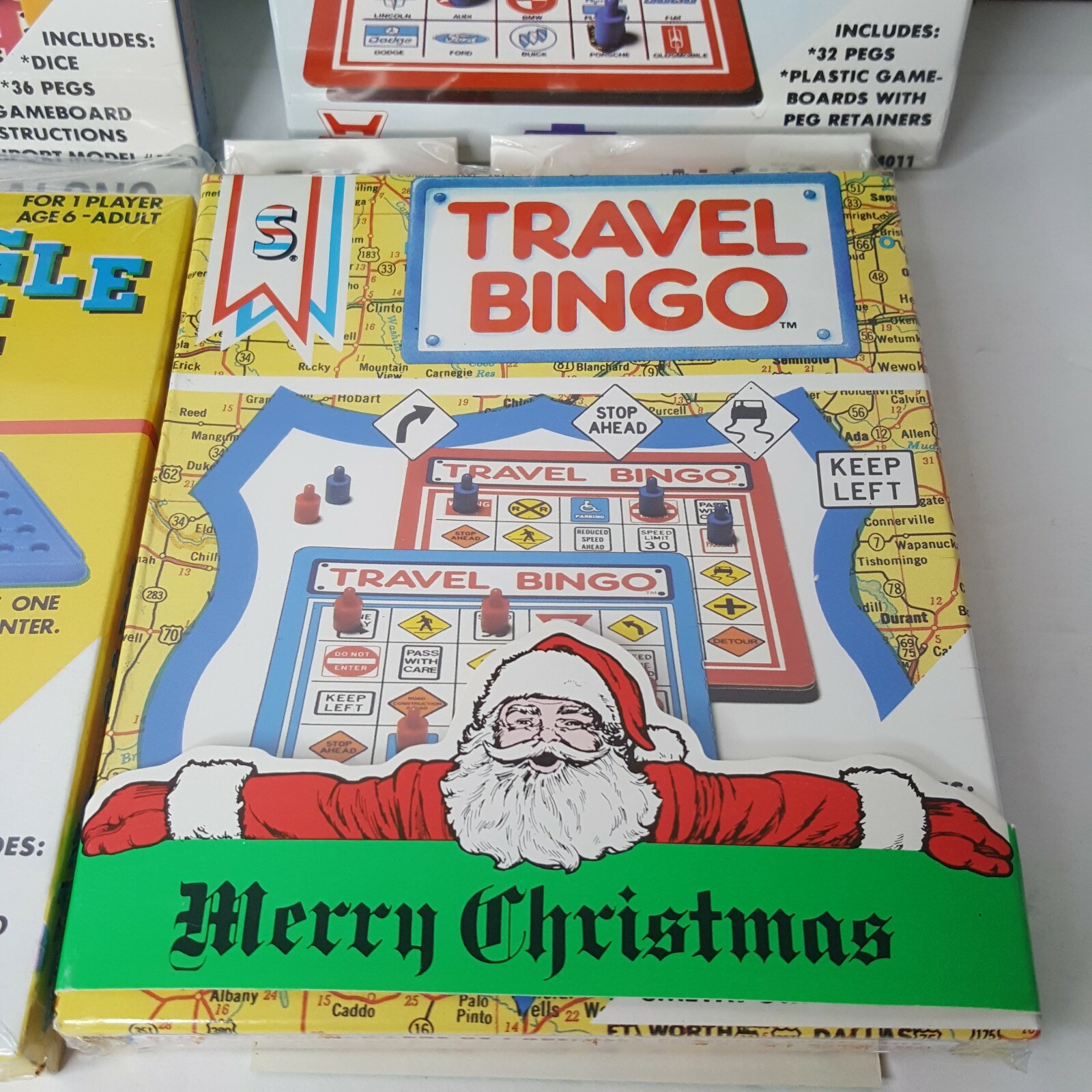 Travel Auto Bingo Triangle Toss Tac Toe VTG Handheld Roadtrip Games NOS Sealed