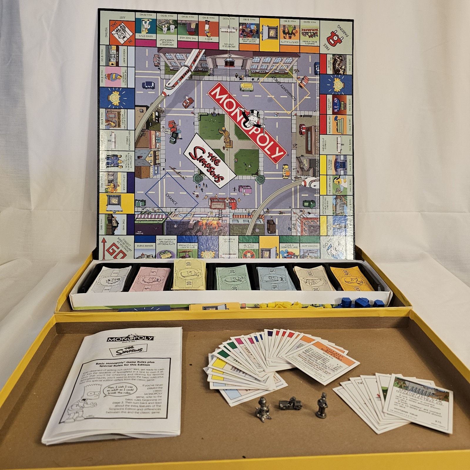 Simpsons Monopoly Board Game 2001 USAopoly Parker Brothers Incomplete 3 Pieces