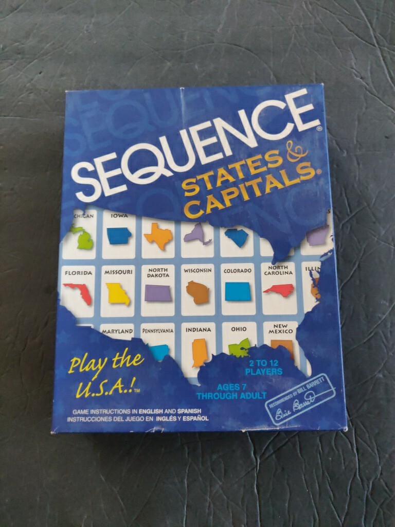 Sequence States & Capitals Board Game, Jax 2006 2 to 12 Players. Pre Owned.