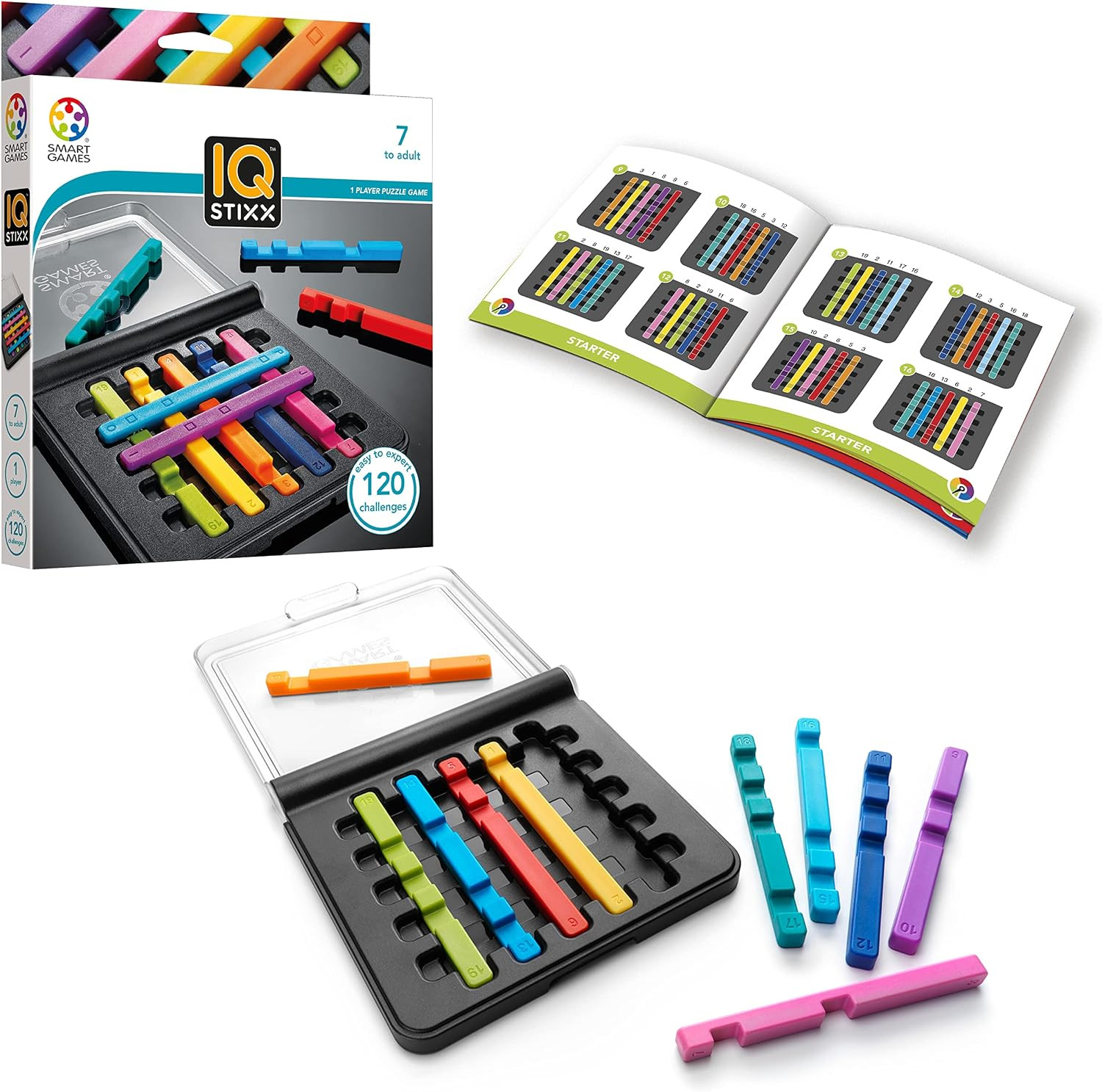 IQ Stixx Stacking Travel Game with 120 Challenges for Ages 7 – Adult