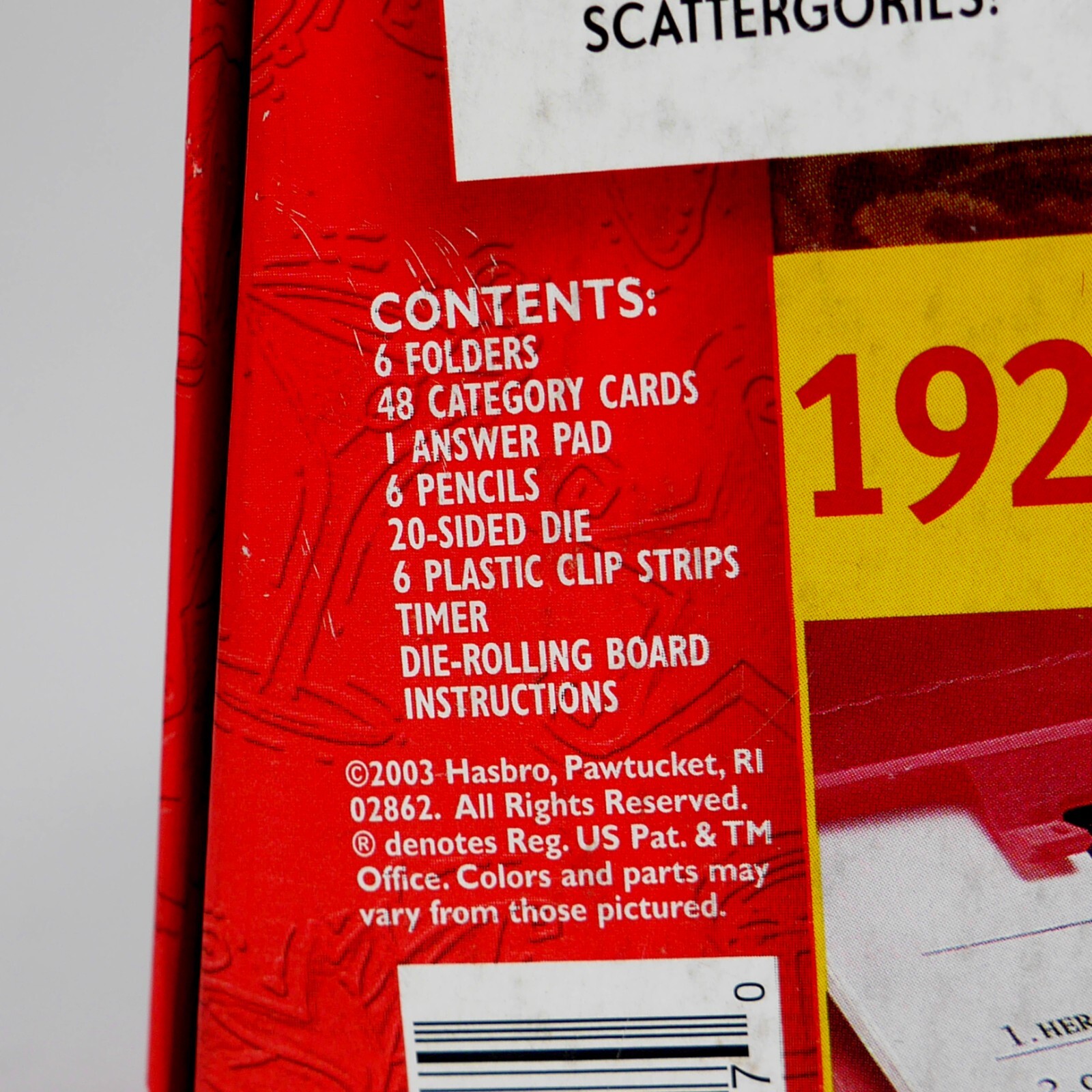 THE GAME of SCATTERGORIES Parker Bros / Hasbro 2003 ~ Get Together Games