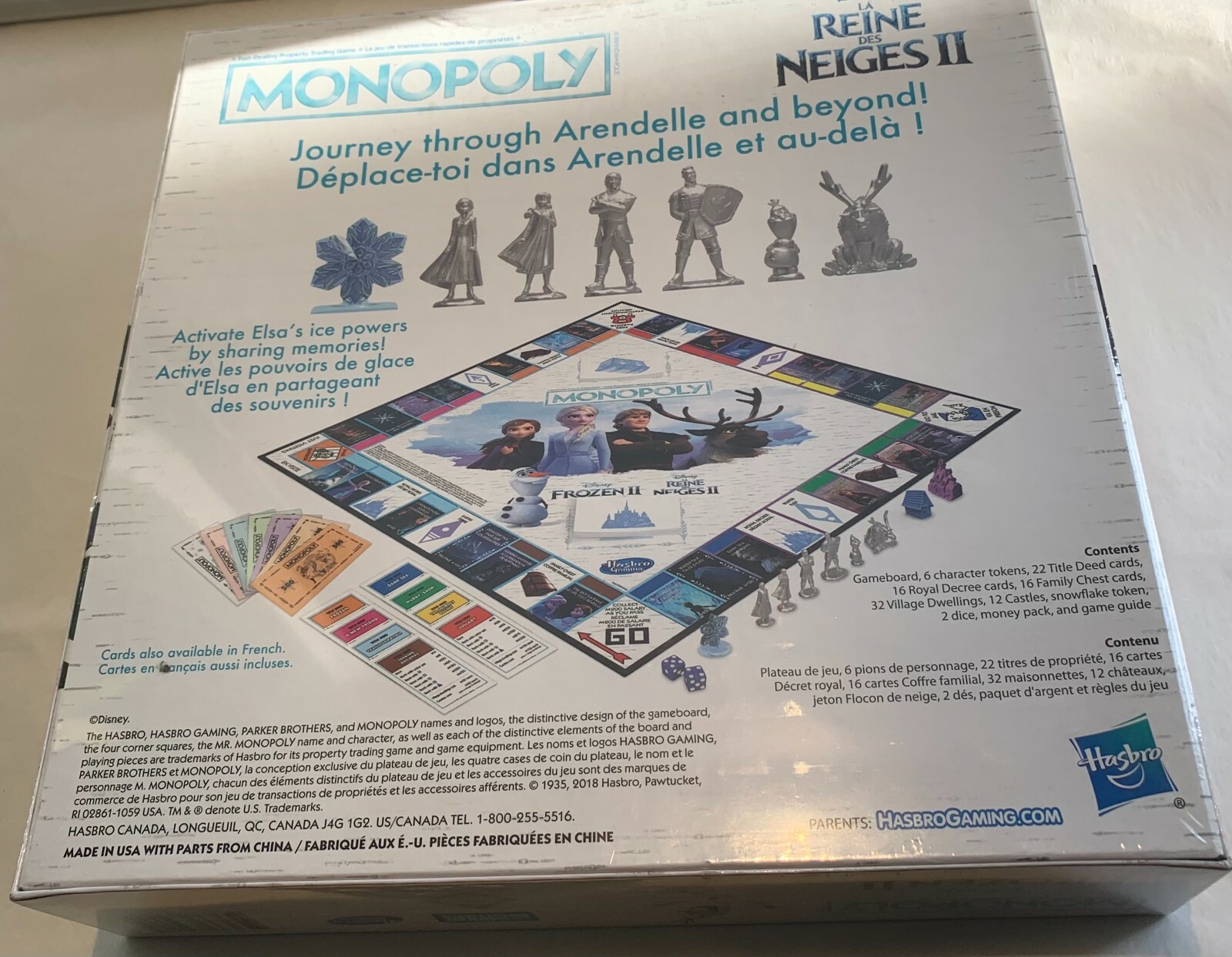 Disney Frozen II Monopoly Gameboard w/ Elsa, Anna, Olaf, Kristoff Family Game