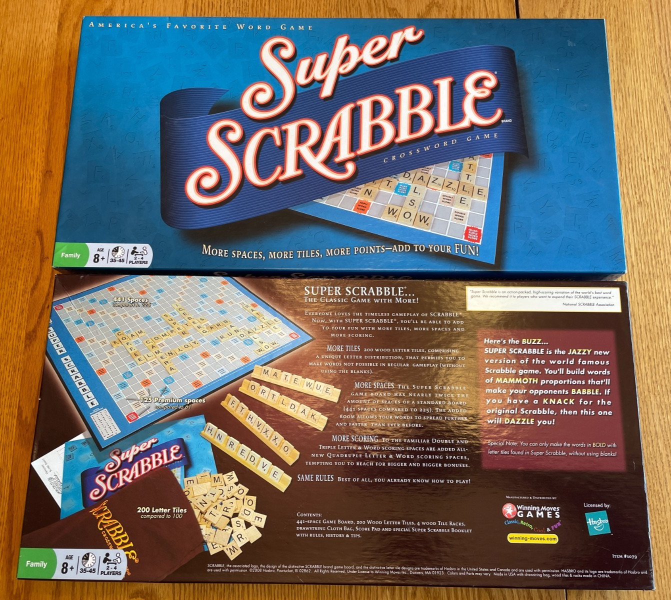 SUPER SCRABBLE Game w/ Bigger Board & 200 Wood Tiles – 100% COMPLETE
