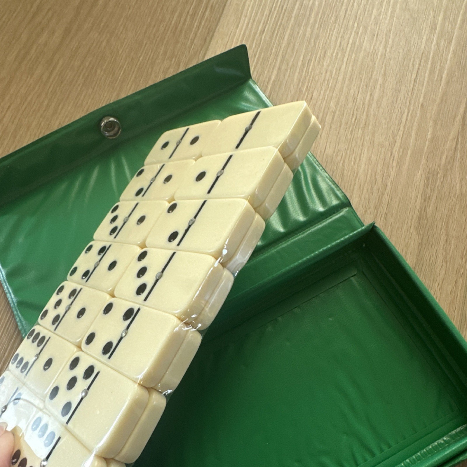 Dominoes Tile Game Strategy Set in Green Case for 2 Players Ages 8 & Up