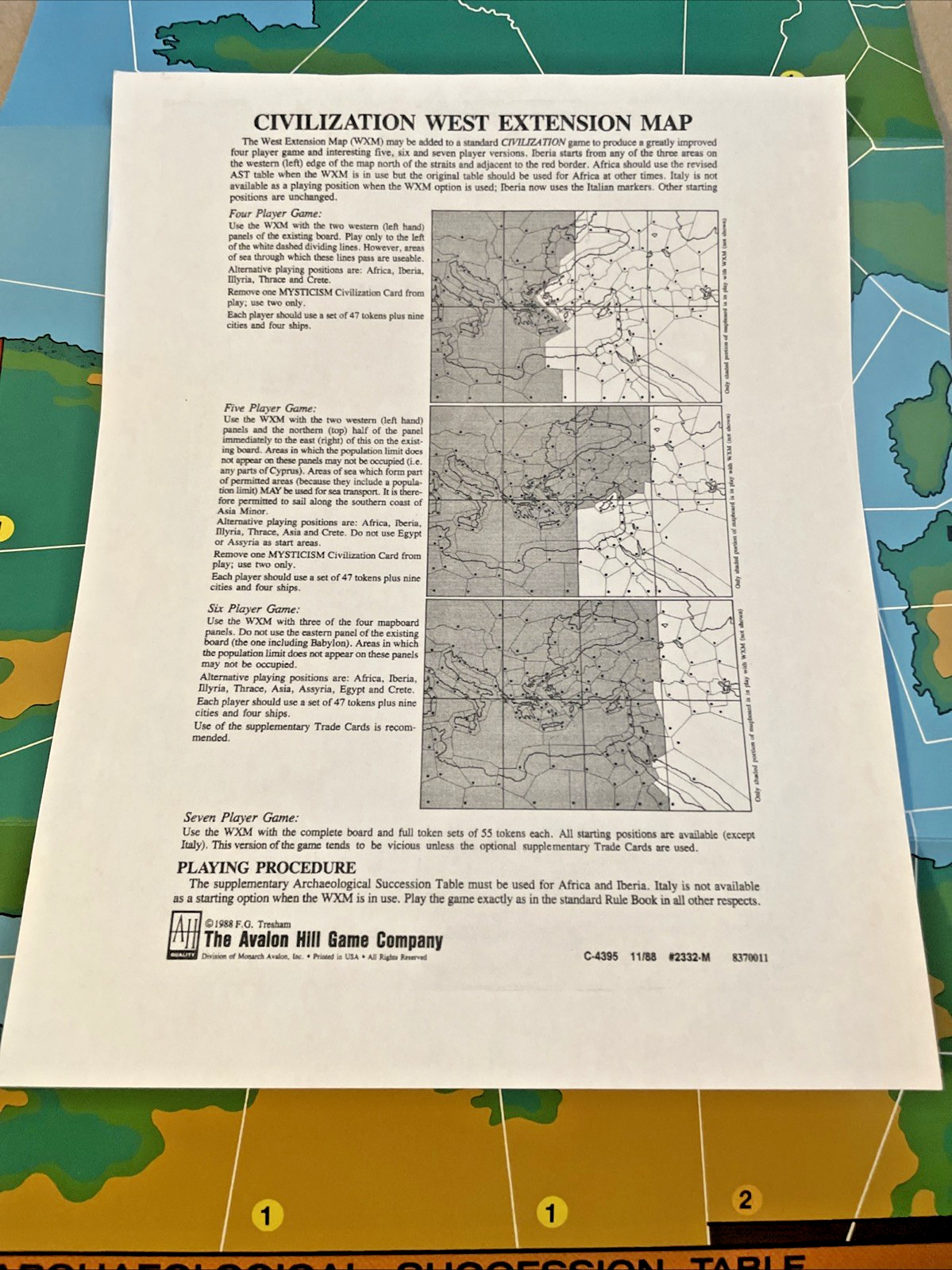 Avalon Hill | Civilization West Extension Map | Western Expansion Map {NEW}