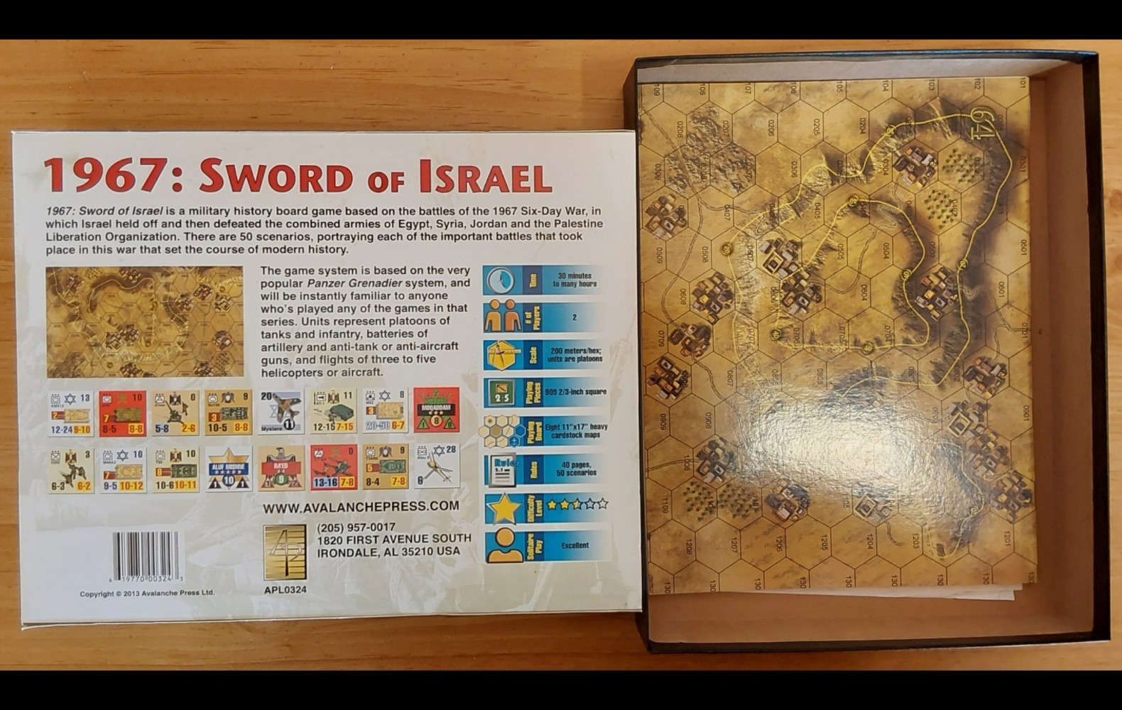 Avalanche Press 1967: Sword of Israel Six-Day War Board Game Map Dice 2+ 12+