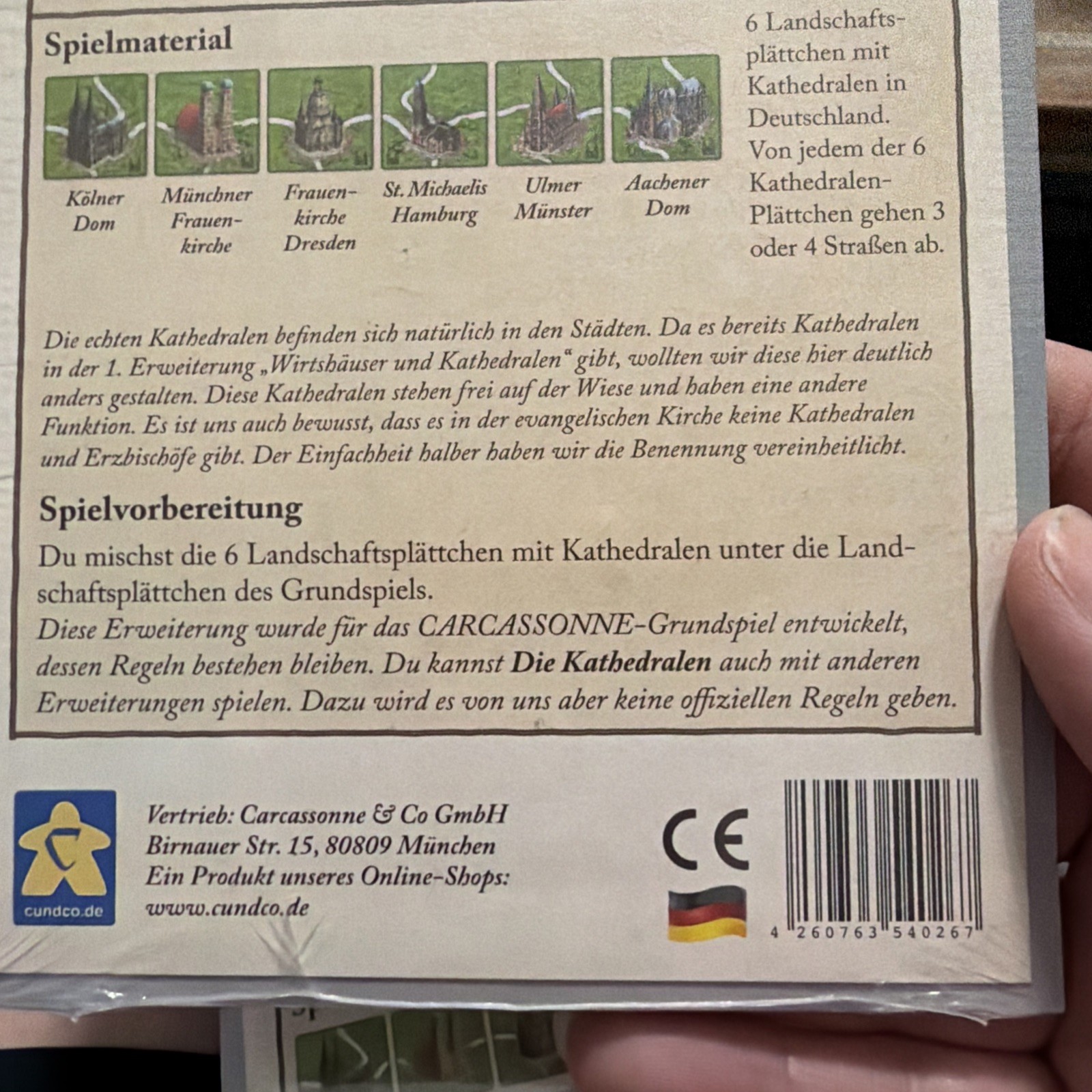 Carcassonne – German Cathedrals | Mini Expansion | New | English Rules